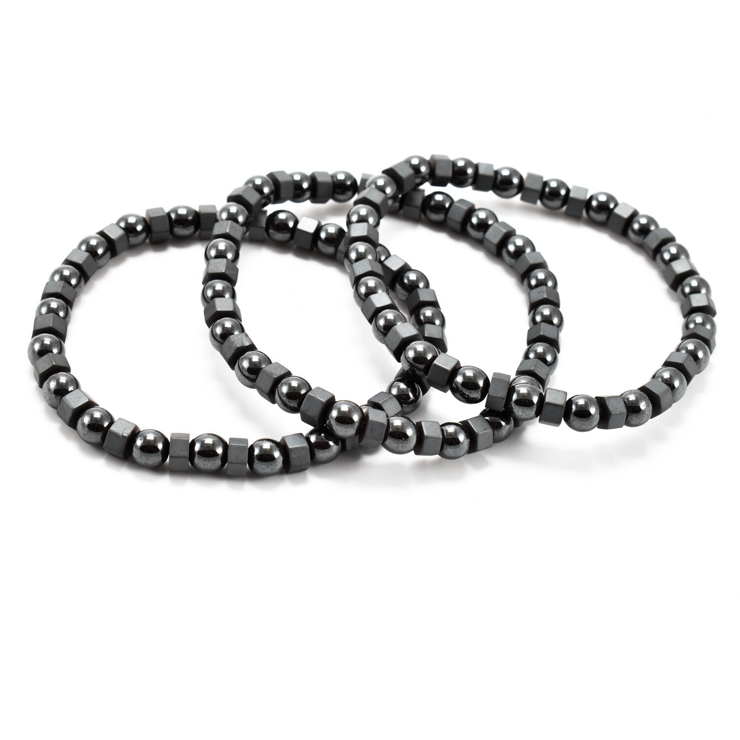 Bratara barbati cu bile din hematit elastica