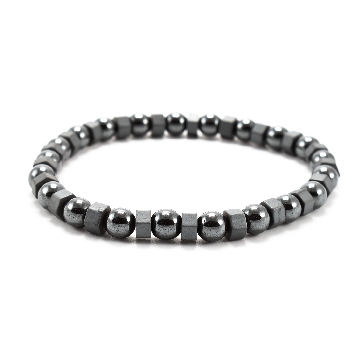 Bratara barbati cu bile din hematit elastica