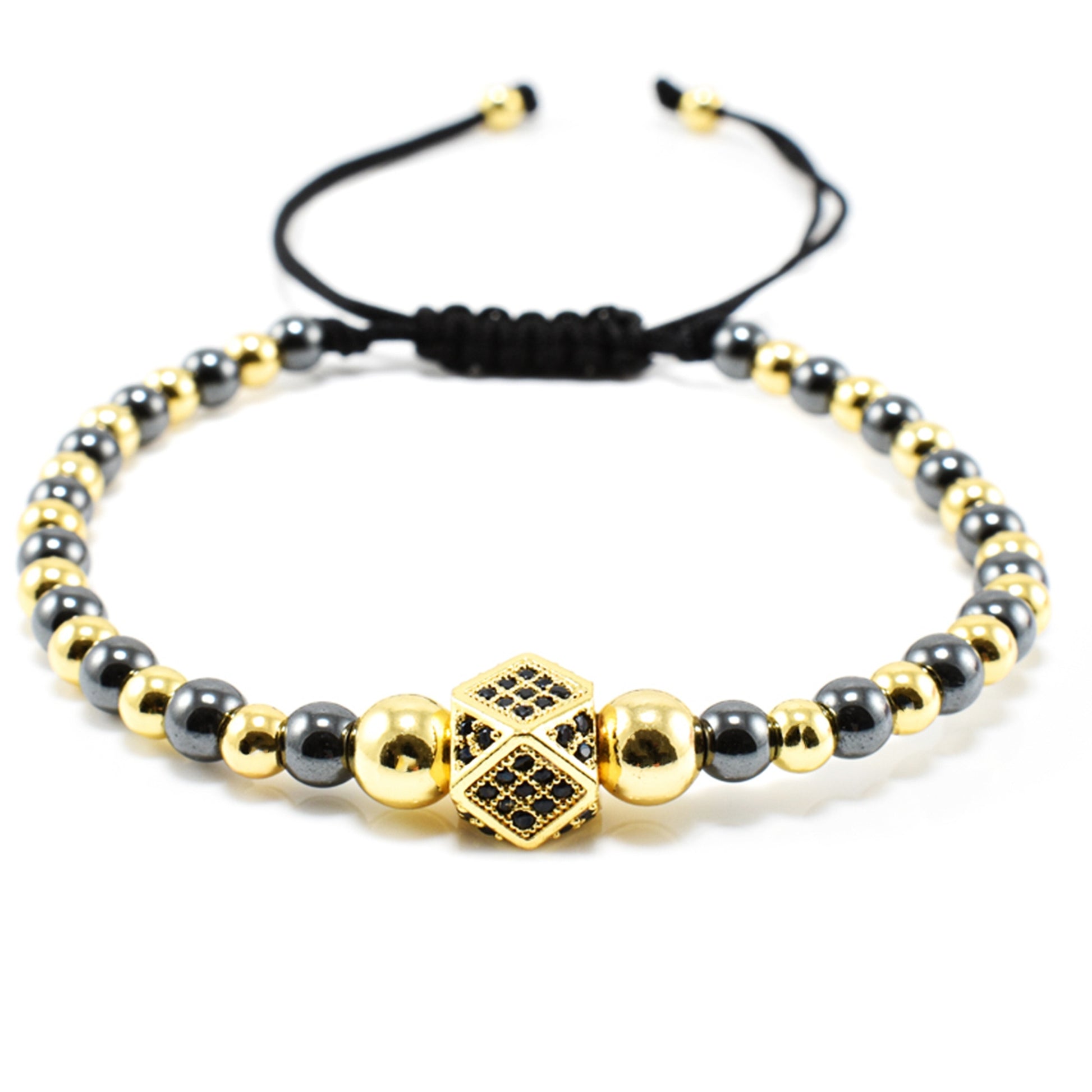 Bratara barbati din hematit si accesorii aurii BBB-241