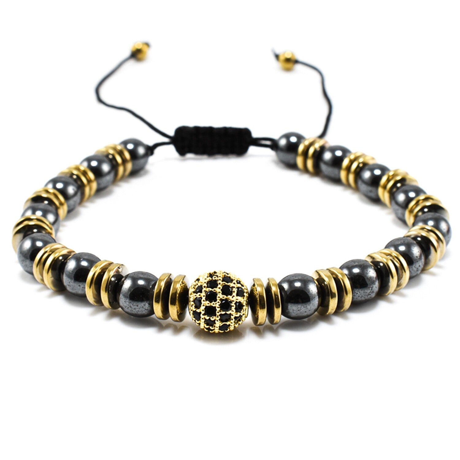 Bratara barbati din hematit si accesorii aurii BBB-72