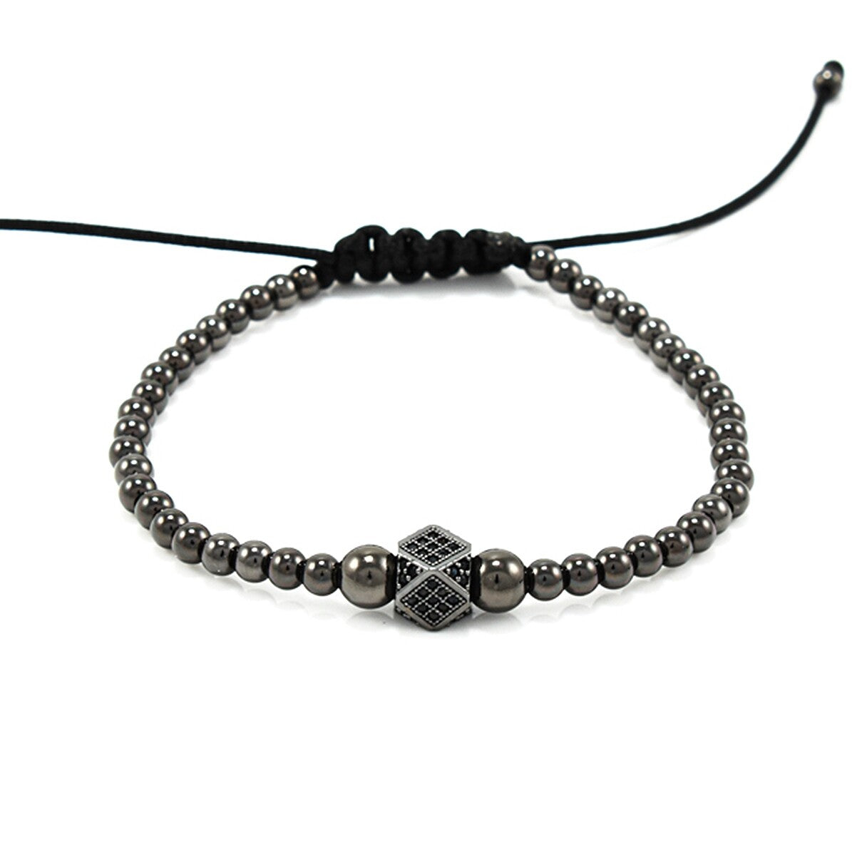 Bratara barbati elastica cu bile din hematit
