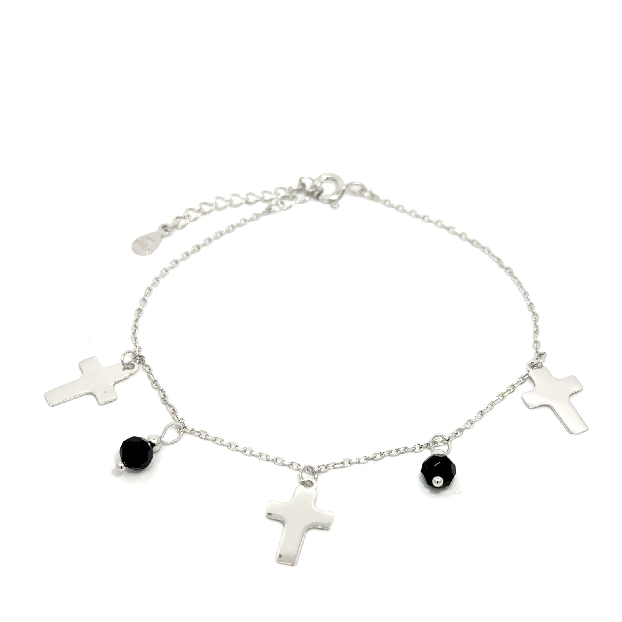 Brățară damă CRUCIULIȚE ȘI CRISTALE NEGRE, argint