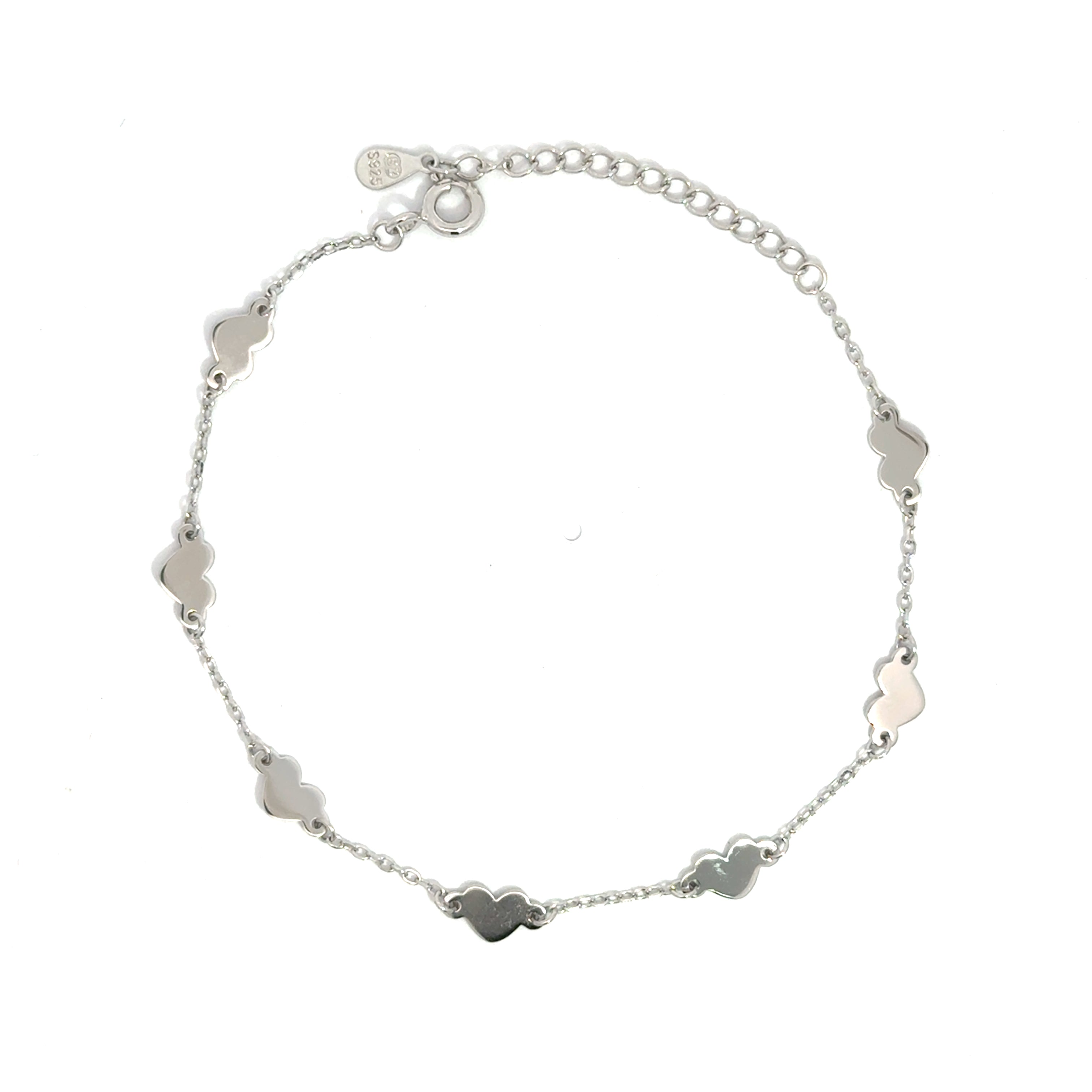 Brățară damă Inimioare Înșiruite, argint rodiat