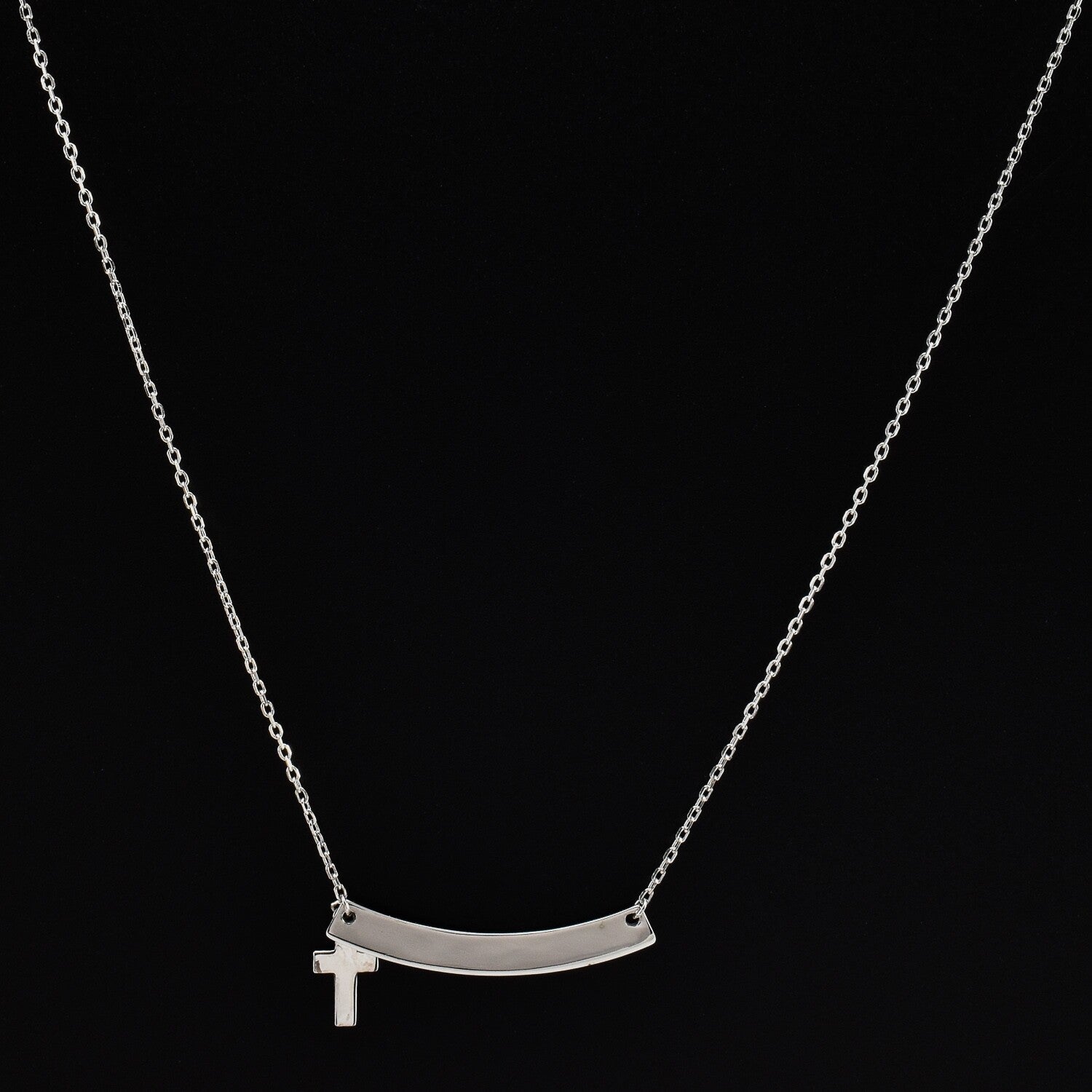 Lantisor dama din argint, cu pandantiv pentru gravare si cruciulita