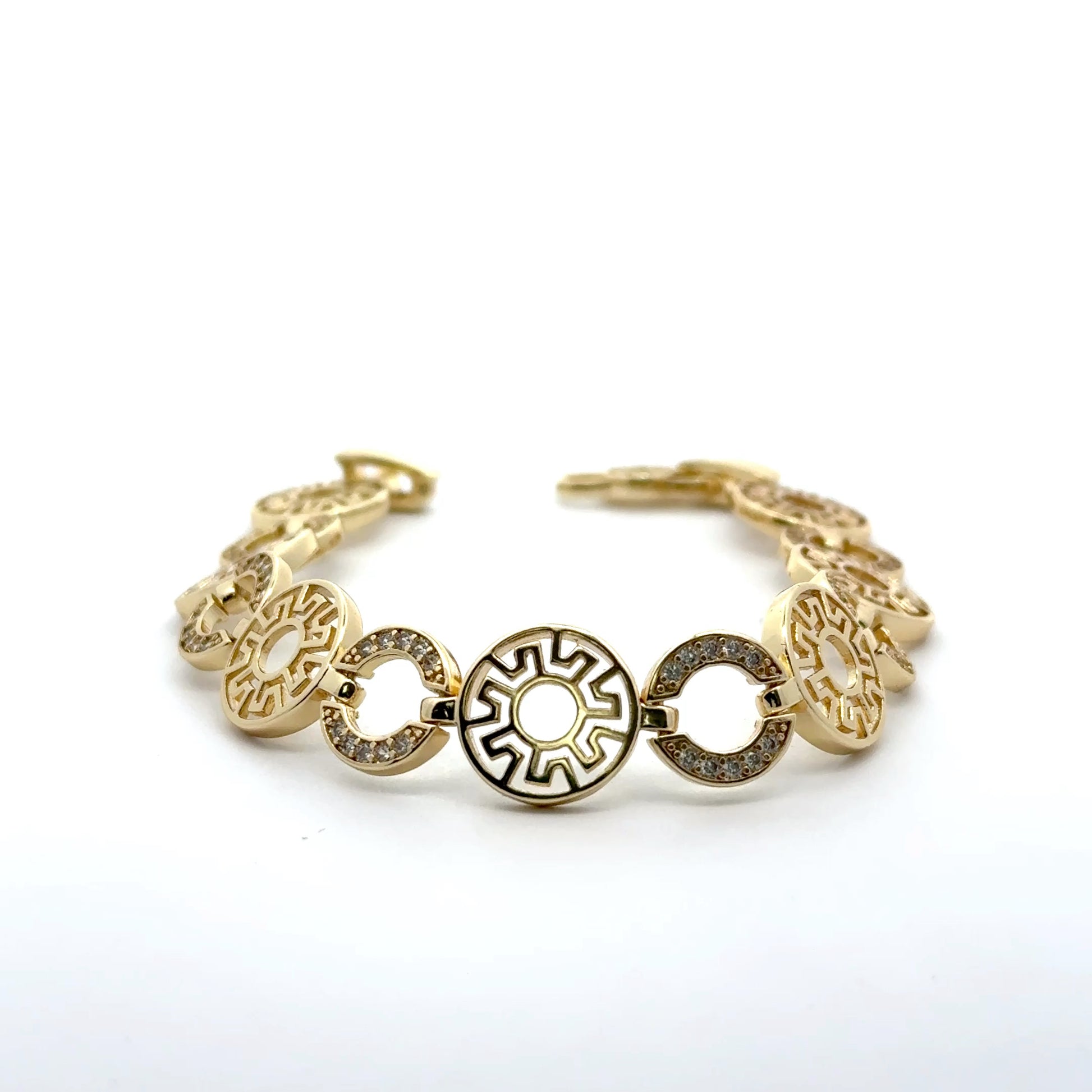 Brățară damă GREEK, placată cu aur roz + zirconia