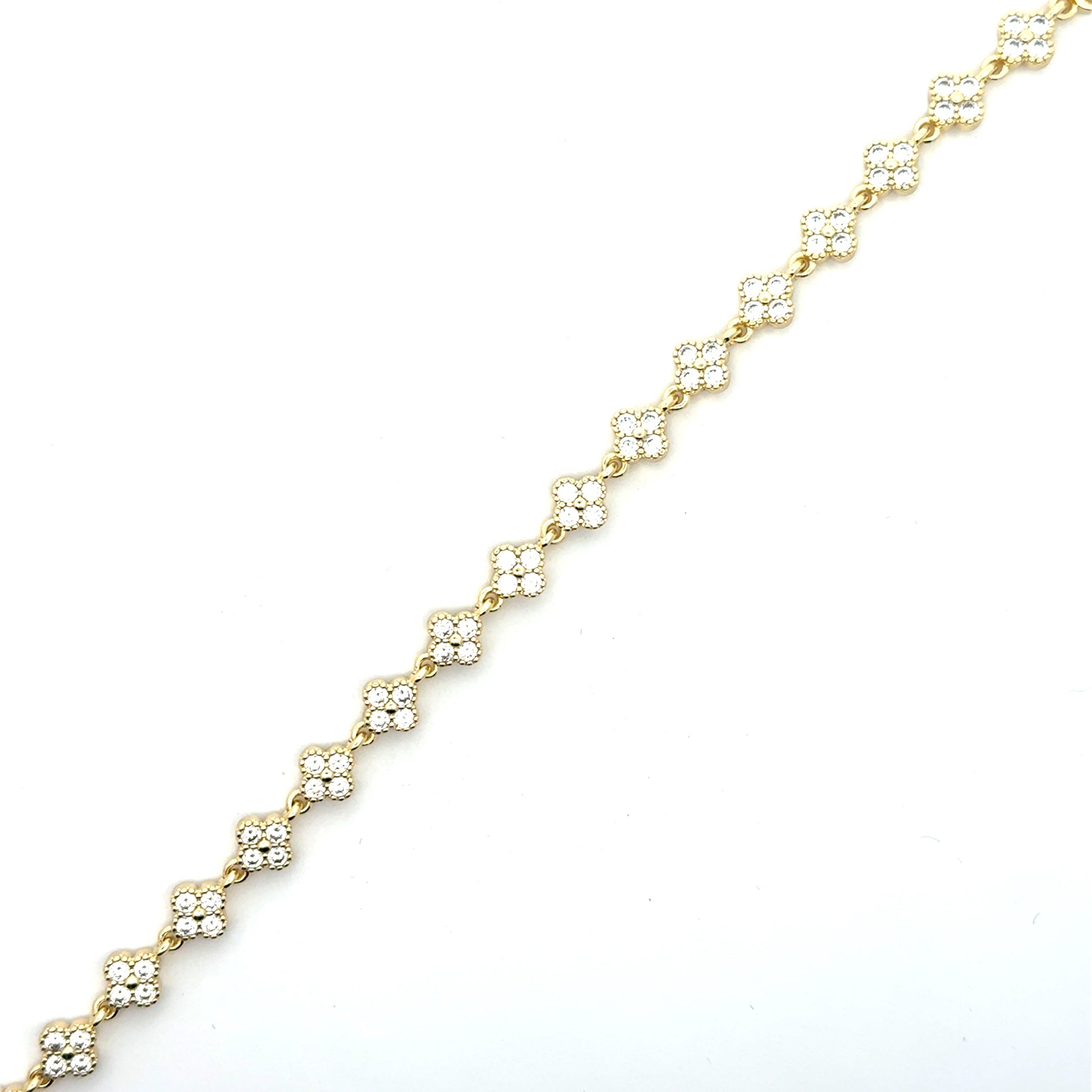 Brățară damă FLORI DE CRISTAL, placată cu Aur + cristale zirconia