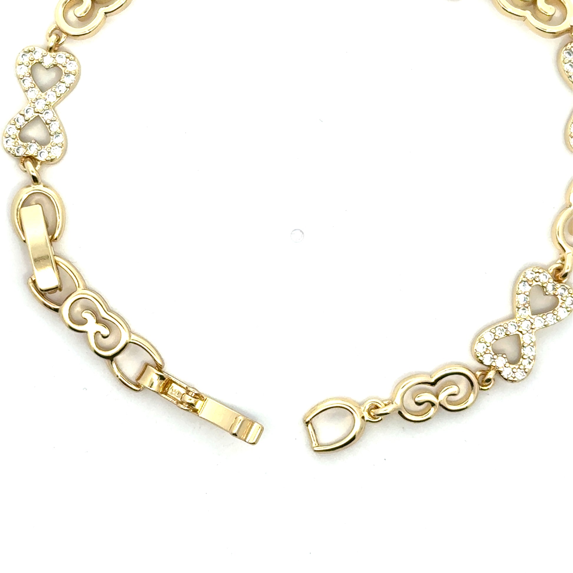 Brățară damă INIMI INFINIT, placată cu Aur + Zirconia