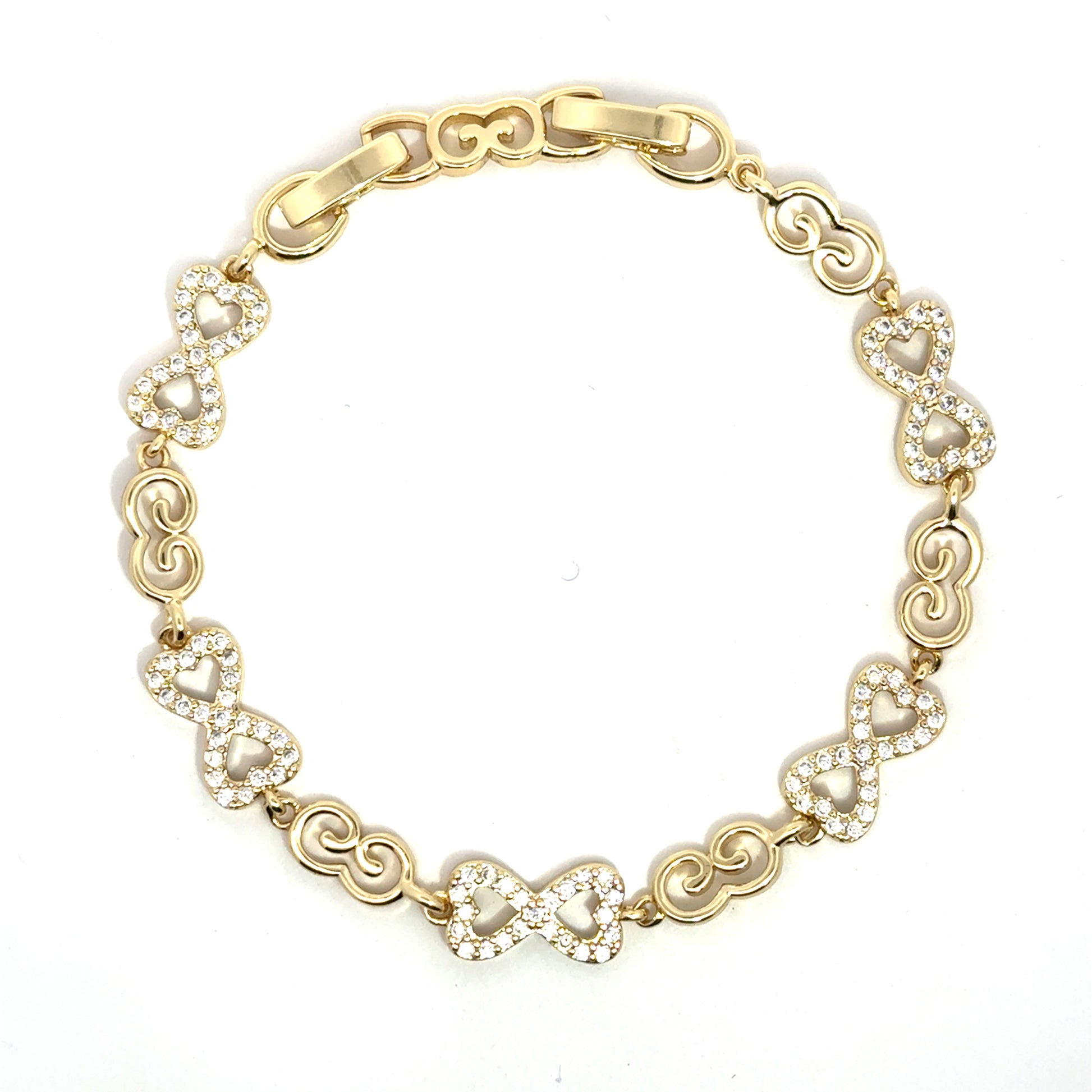 Brățară damă INIMI INFINIT, placată cu Aur + Zirconia