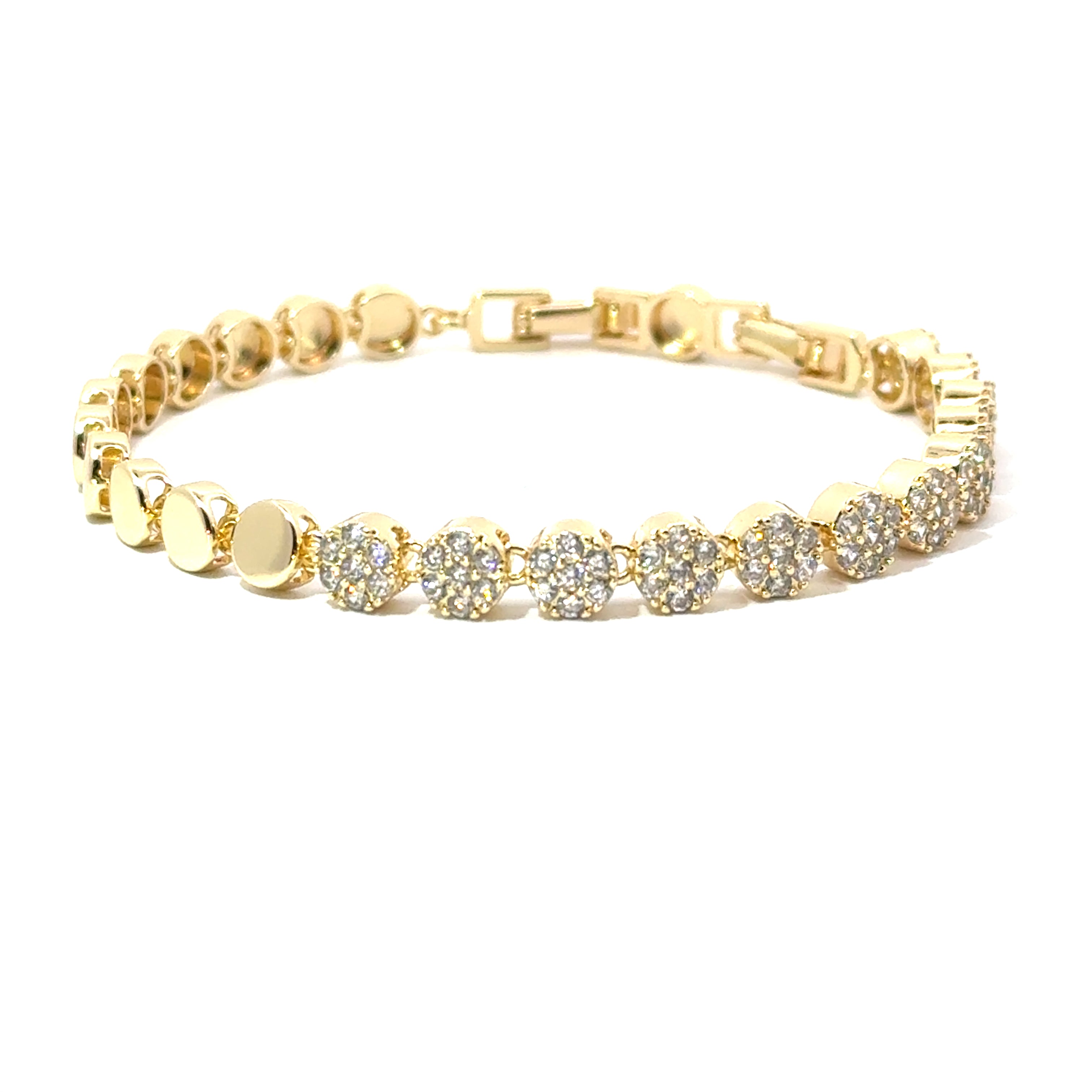 Brățară damă CERCURI PLINE, placată cu aur + zirconia