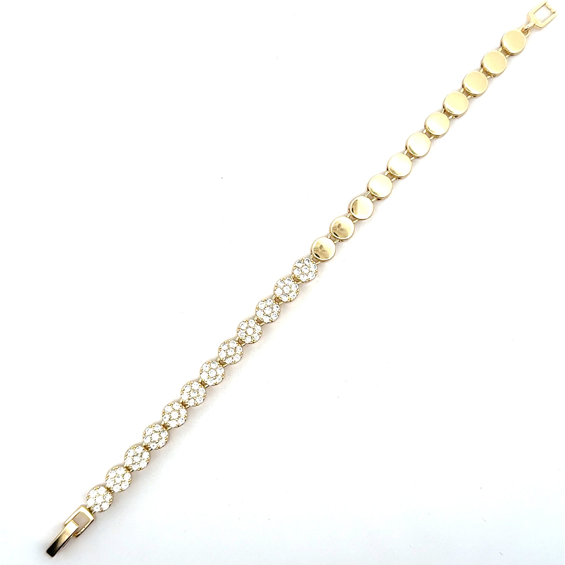 Brățară damă CERCURI PLINE, placată cu aur + zirconia