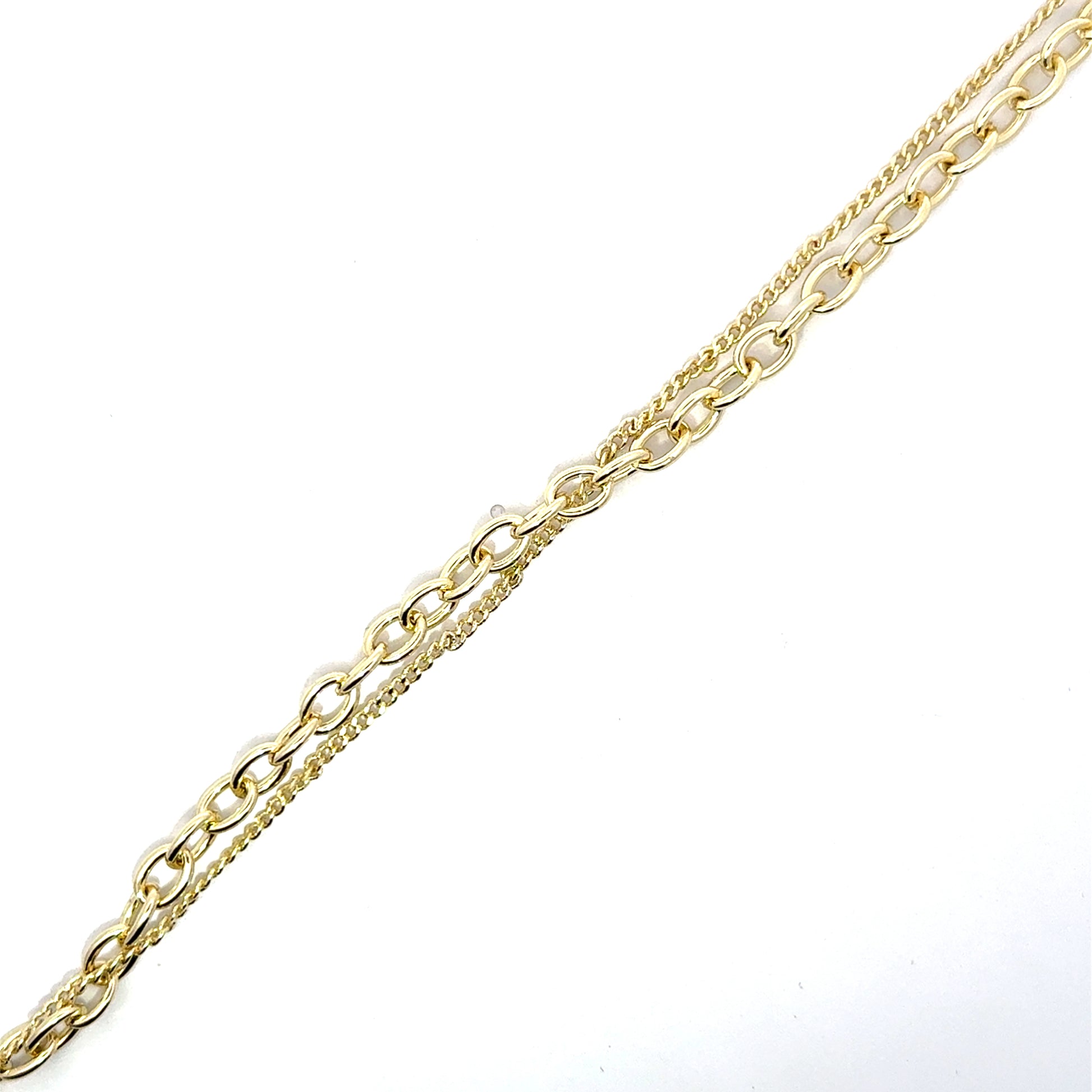 Brățară damă Dublu Lanț și pandantiv Inimă, placată cu aur