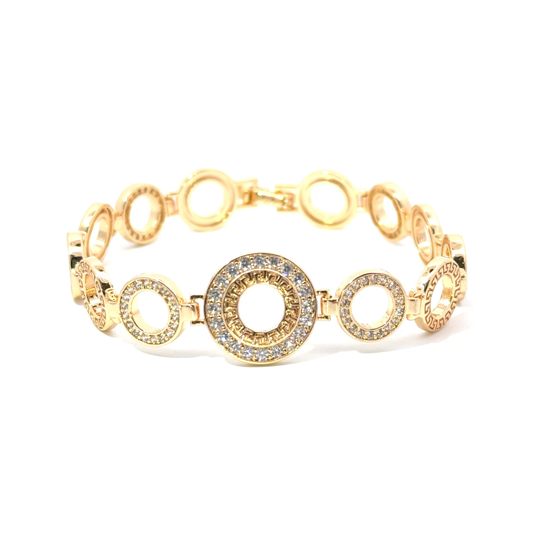 Brățară damă GREEK, placată cu aur roz + zirconia