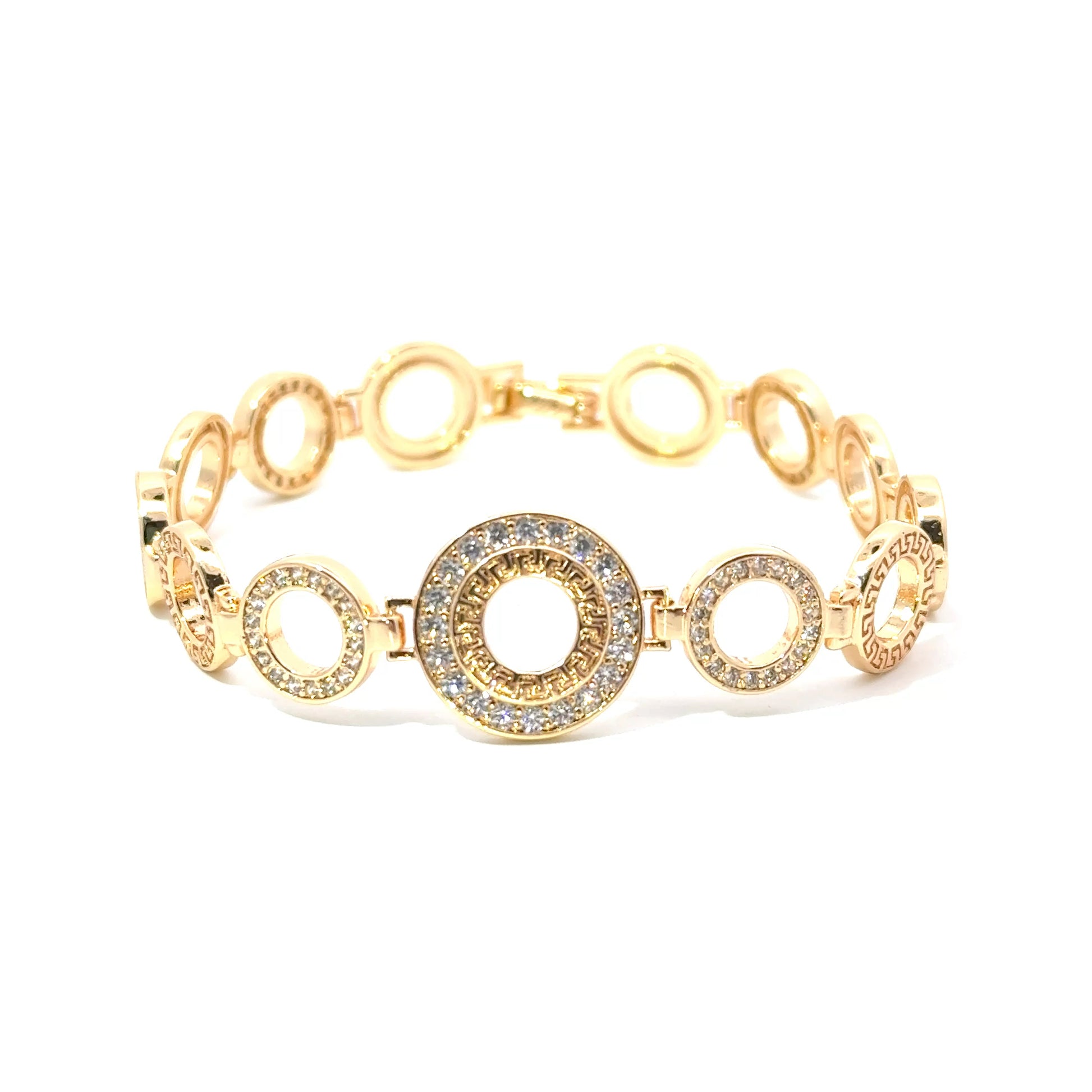 Brățară damă GREEK, placată cu aur roz + zirconia