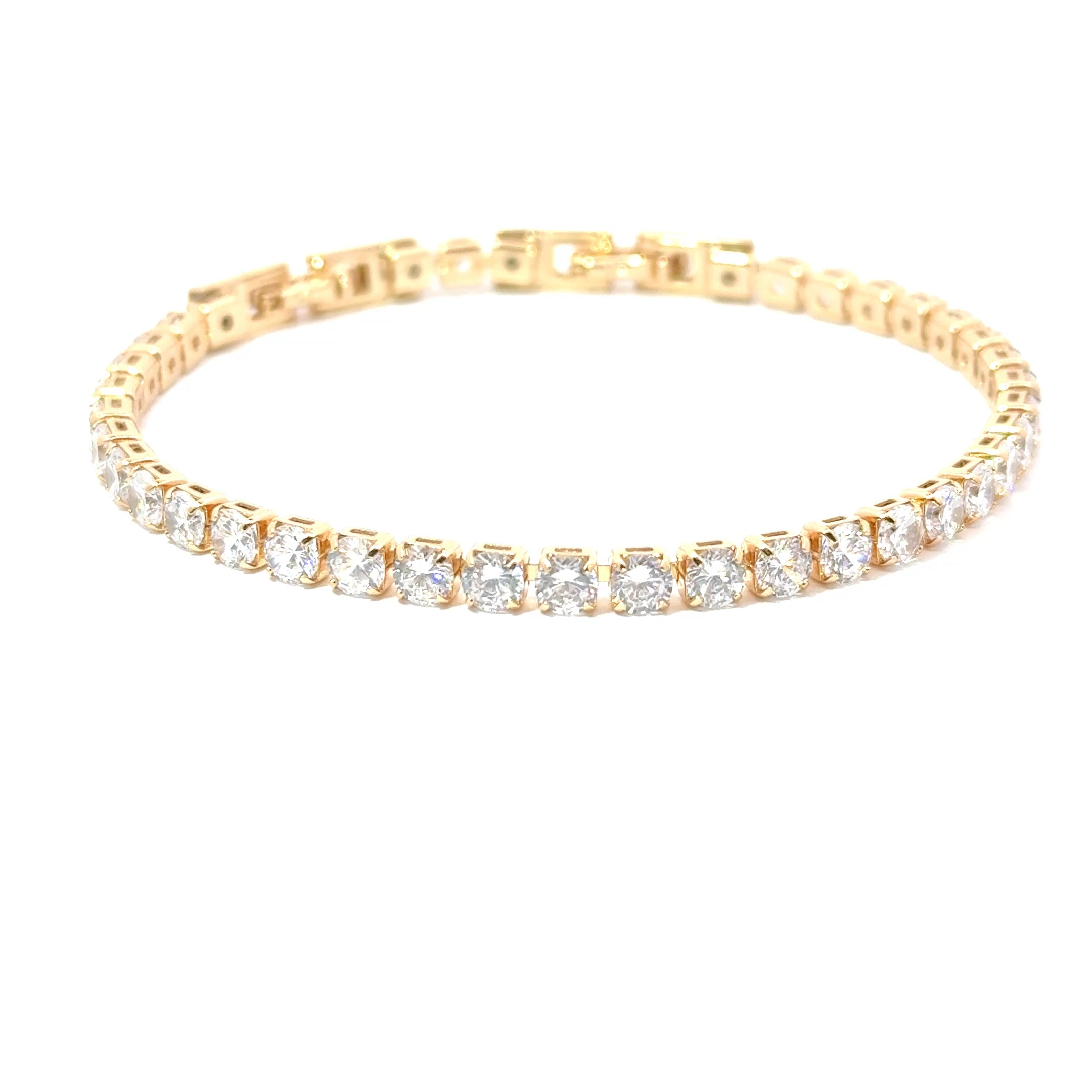 Brățară damă Tennis, placată cu aur roz + zirconia