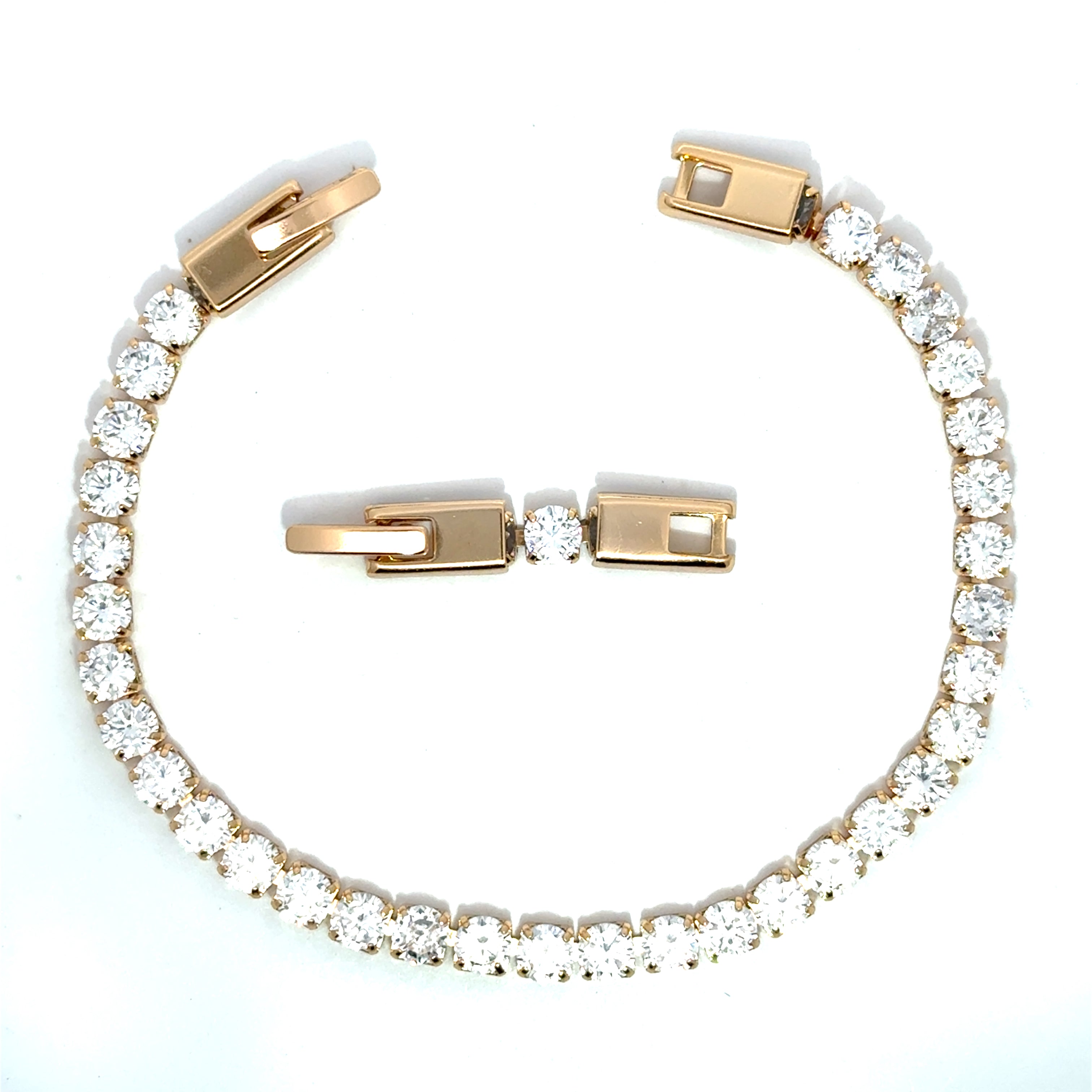 Brățară damă Tennis, placată cu aur roz + zirconia