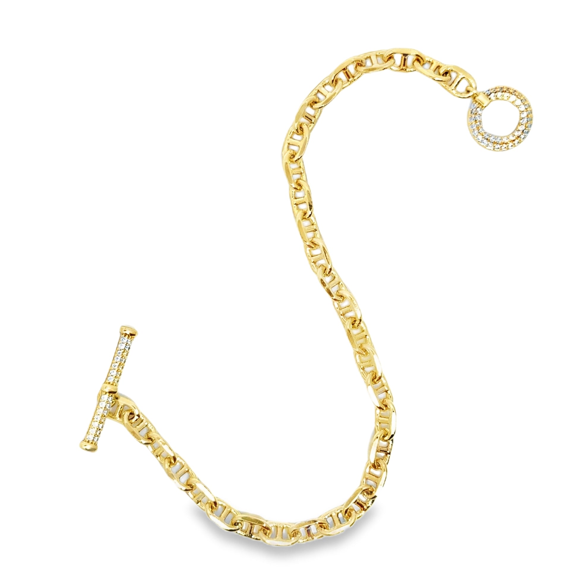 Brățară damă Lanț, placată cu aur și zirconia