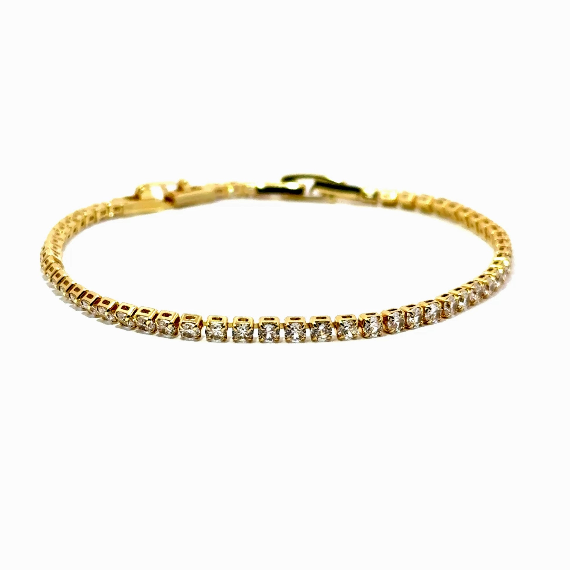 Bratara dama tennis din metale comune argintie, placata cu aur