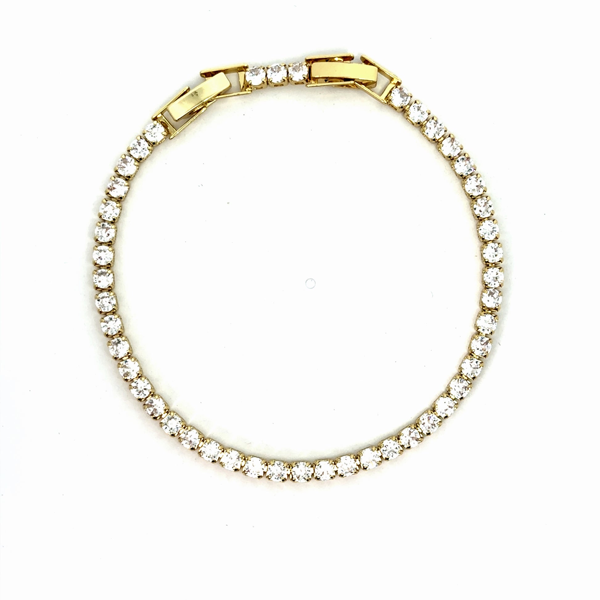 Bratara dama tennis din metale comune argintie, placata cu aur