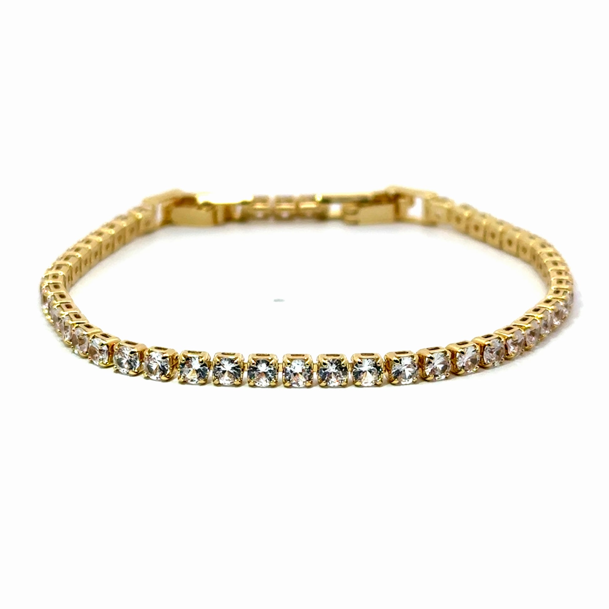 Bratara dama tennis din metale comune argintie, placata cu aur