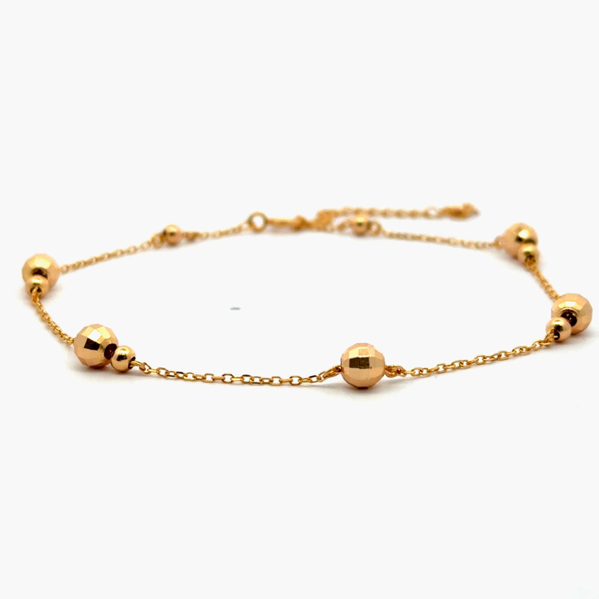 Bratara picior din argint placată cu aur cu bile pe lanț