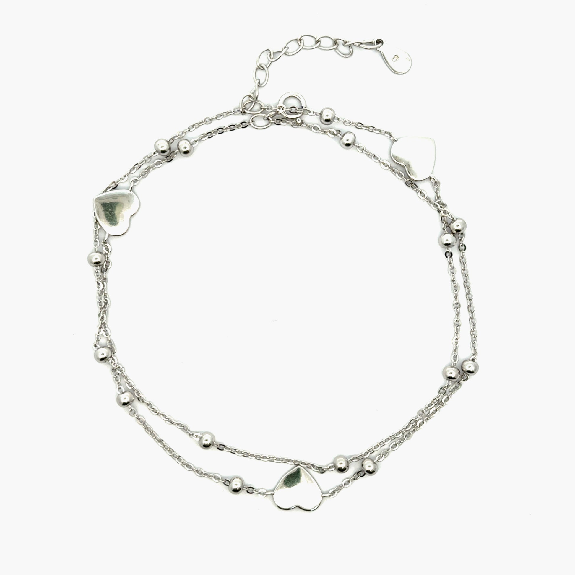 Bratara picior din argint cu pandantiv inima