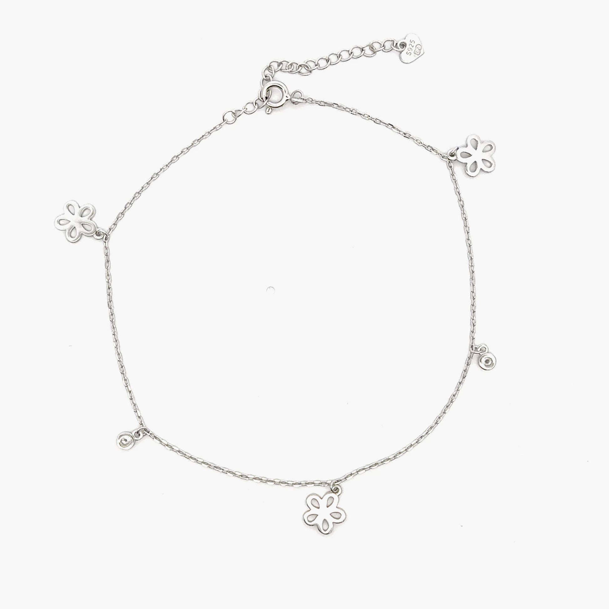 Bratara picior din argint cu pandantiv floare