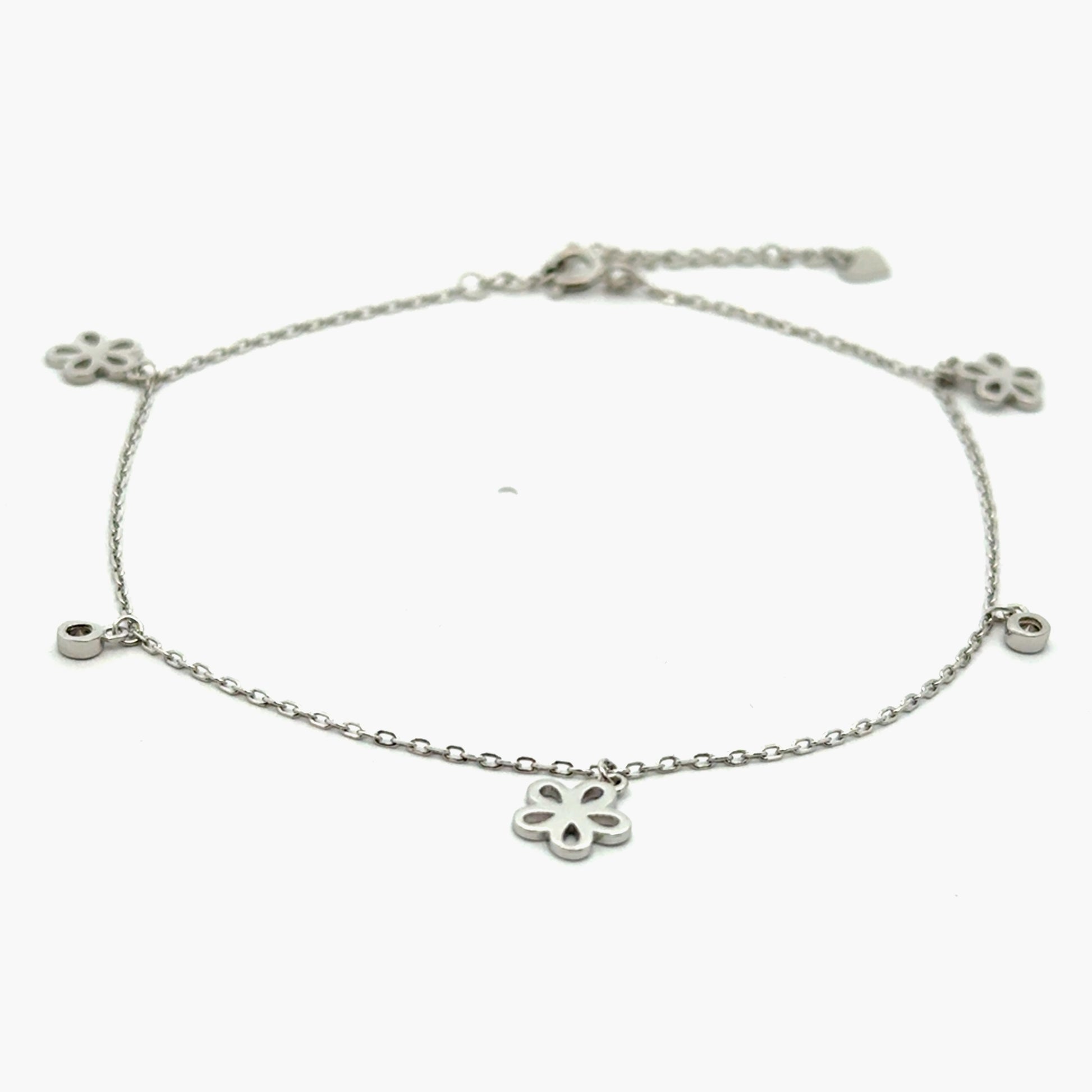 Bratara picior din argint cu pandantiv floare