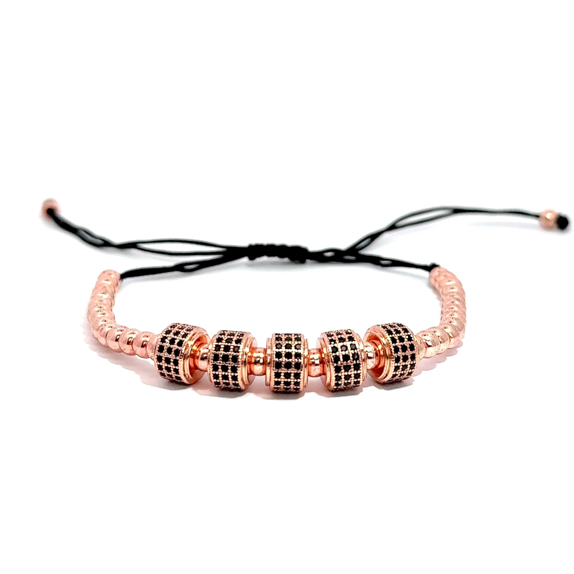 Bratara barbati din otel inoxidabil cu cristale negre