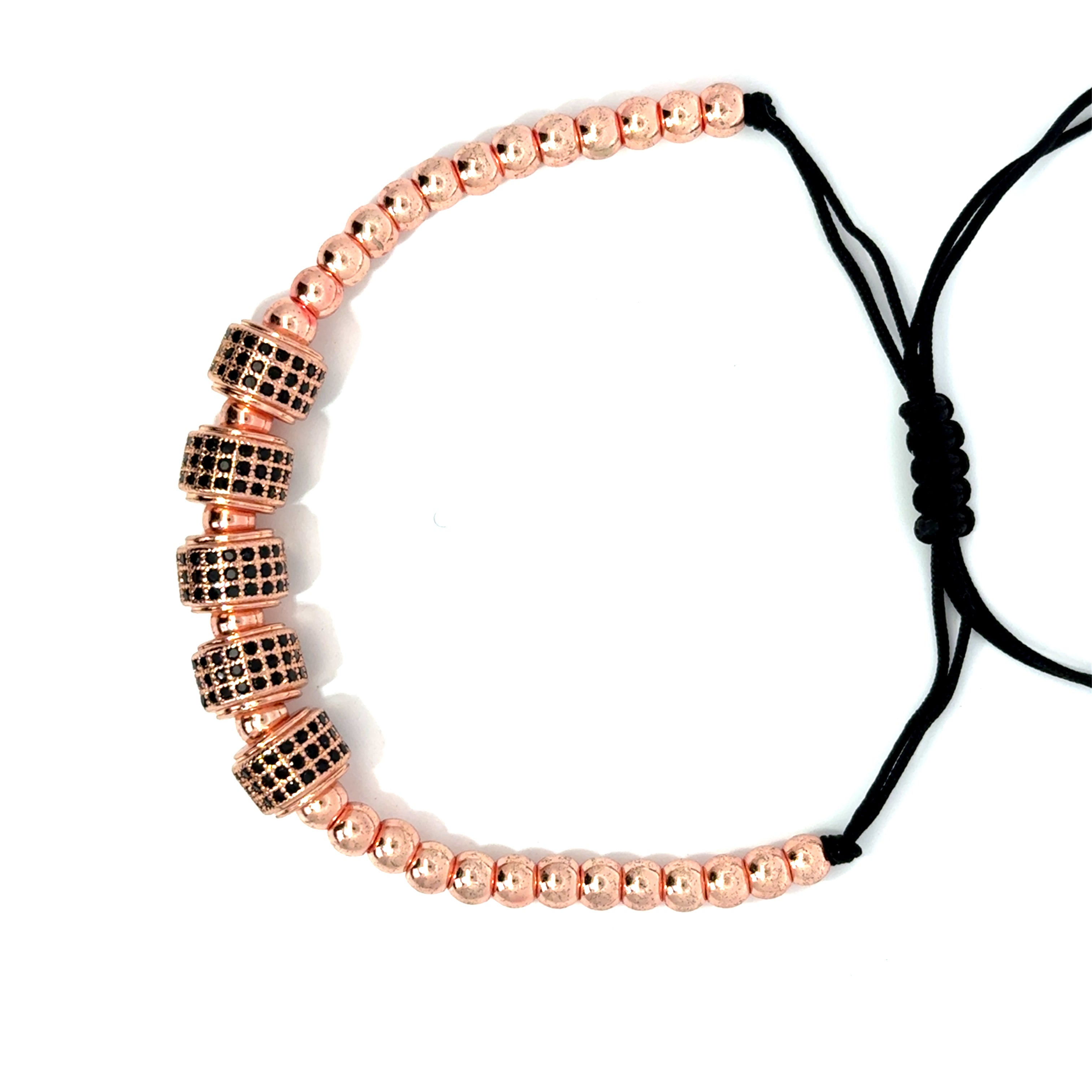 Bratara barbati din otel inoxidabil cu cristale negre