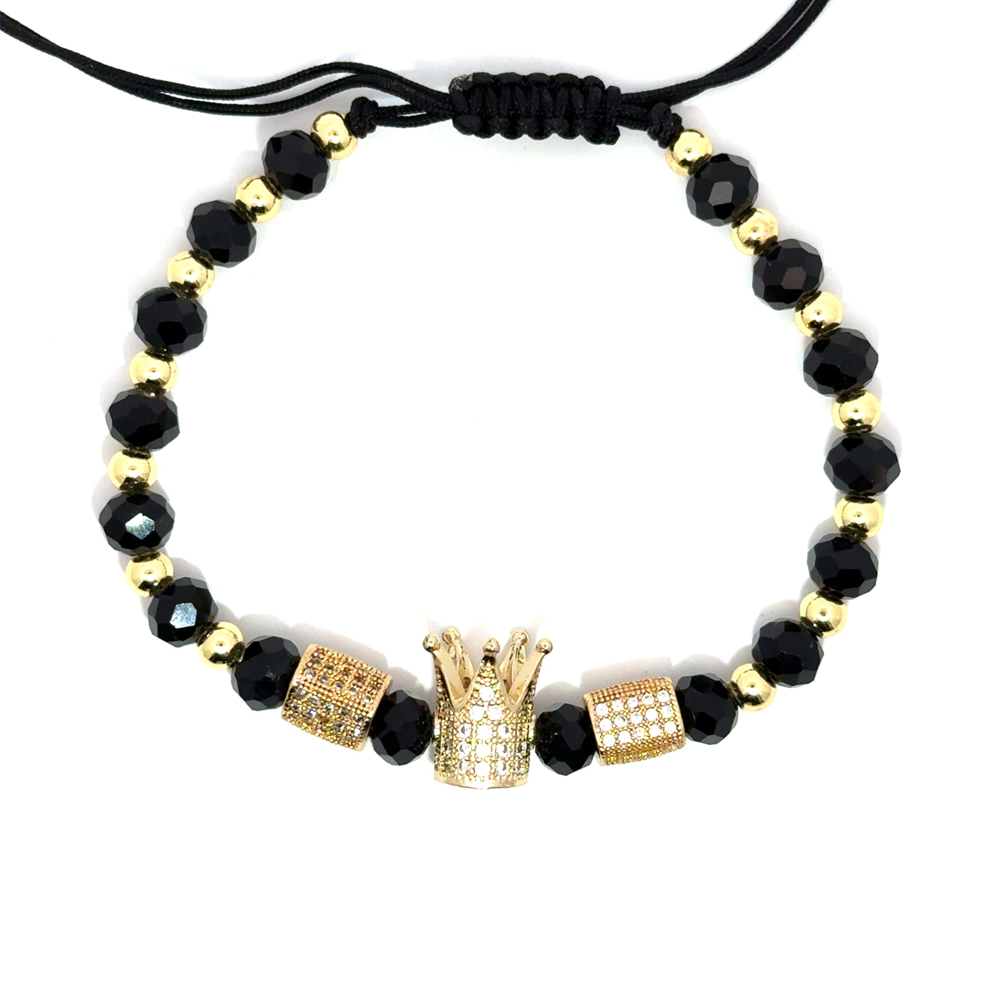 Bratara barbati din otel inoxidabil si cristal cu pandantiv coroana