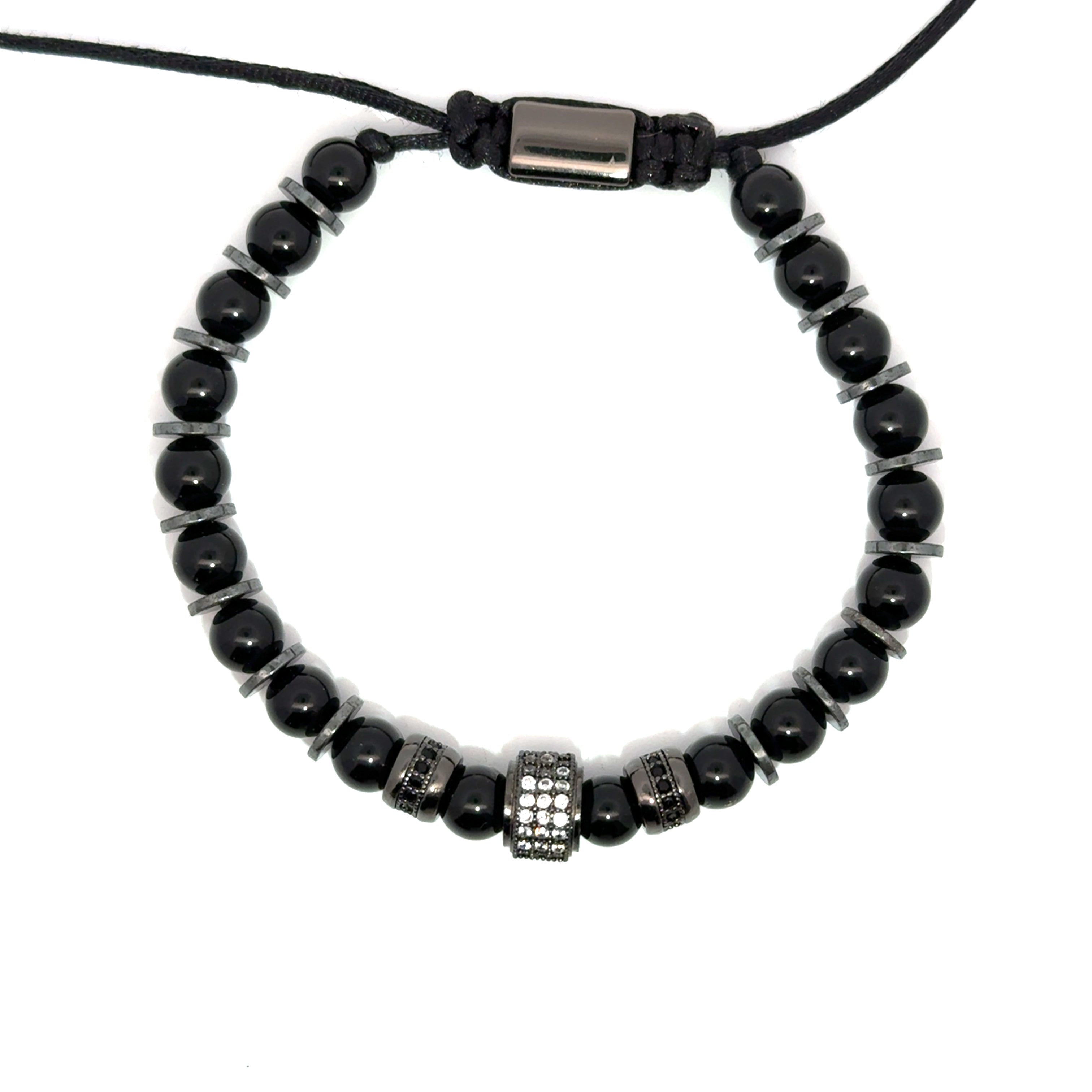 Bratara barbati din otel inoxidabil si onix negru