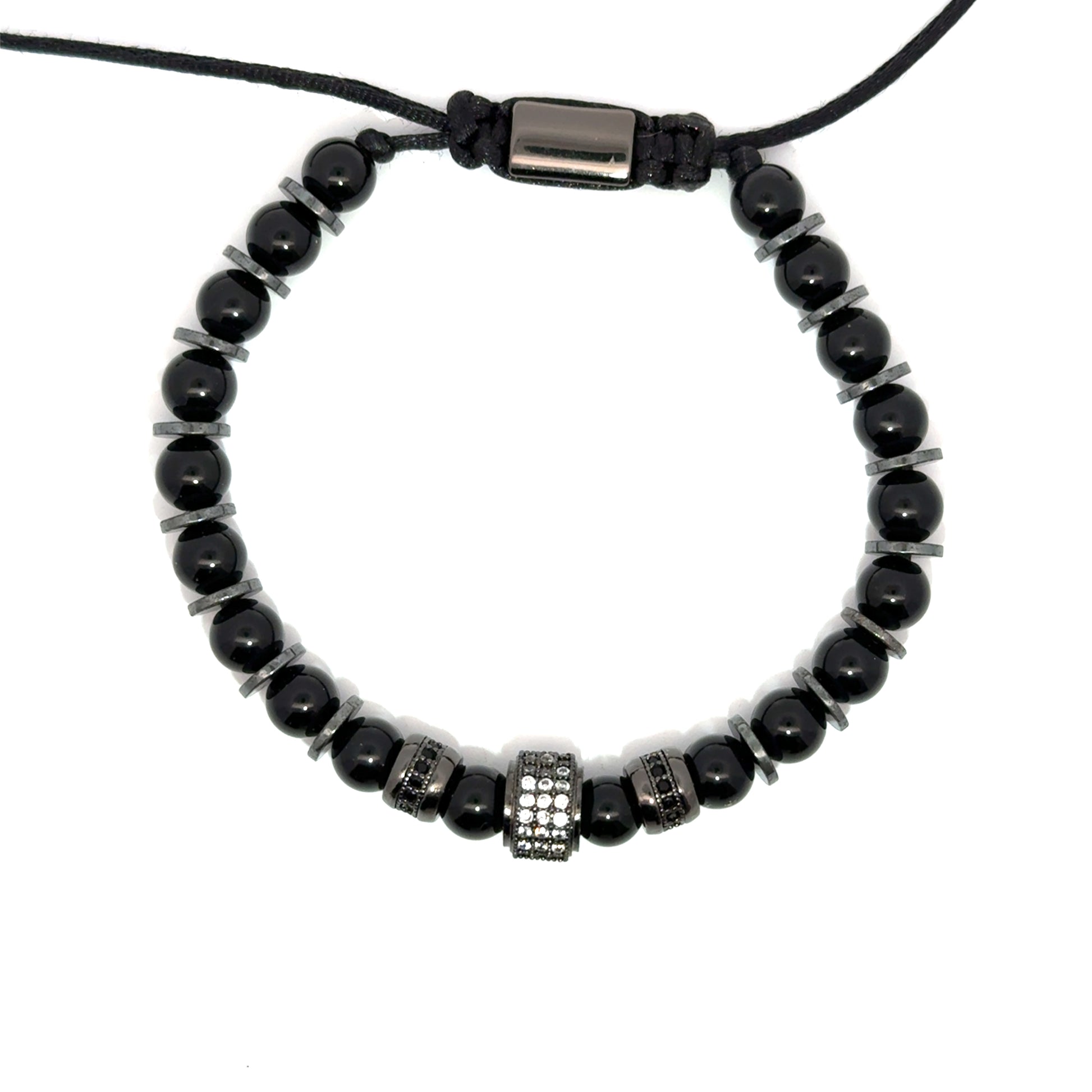 Bratara barbati din otel inoxidabil si onix negru