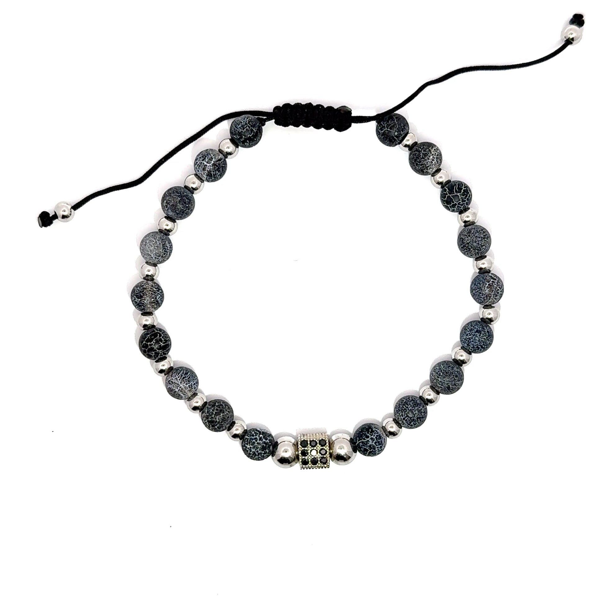 Bratara barbati din otel inoxidabil si agat