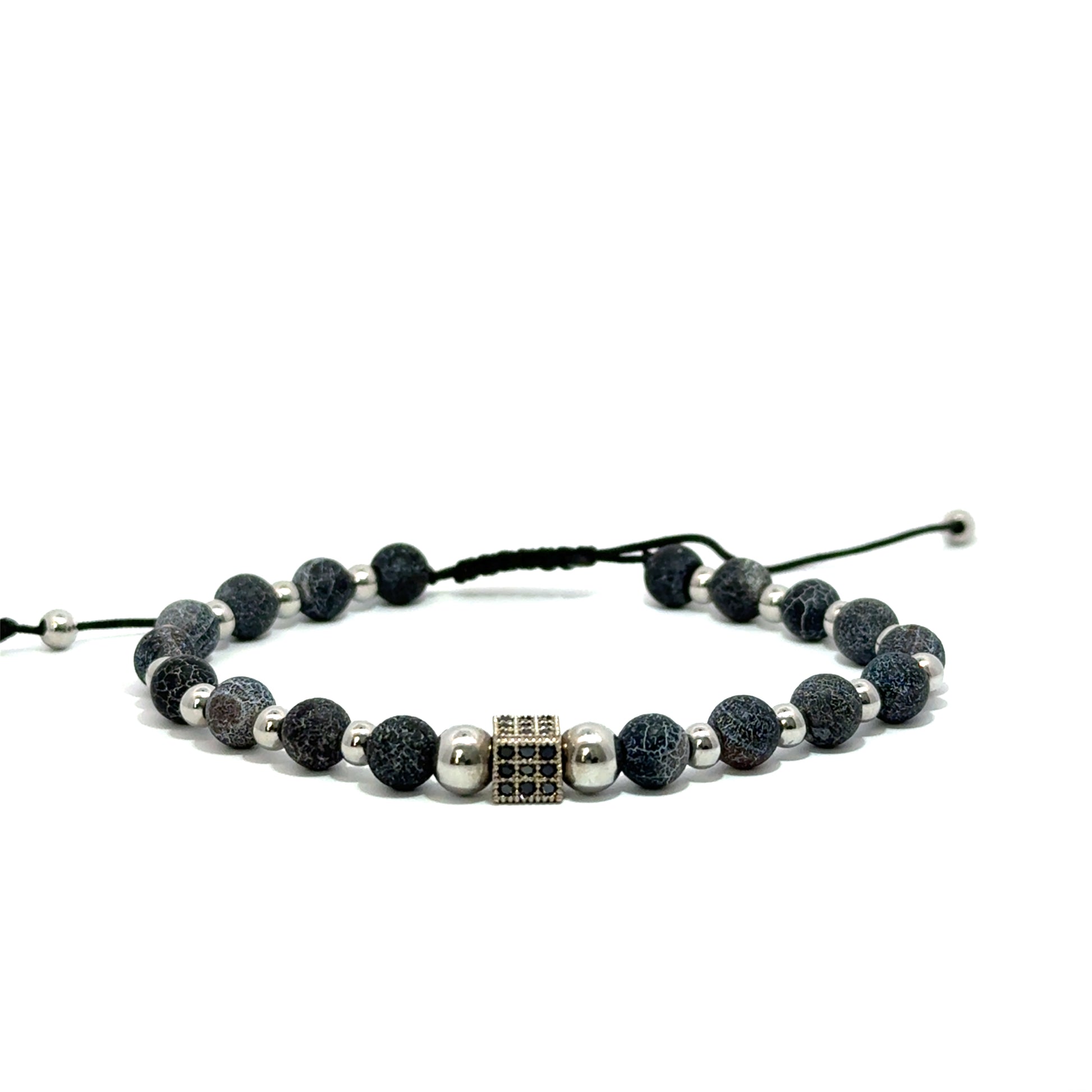 Bratara barbati din otel inoxidabil si agat