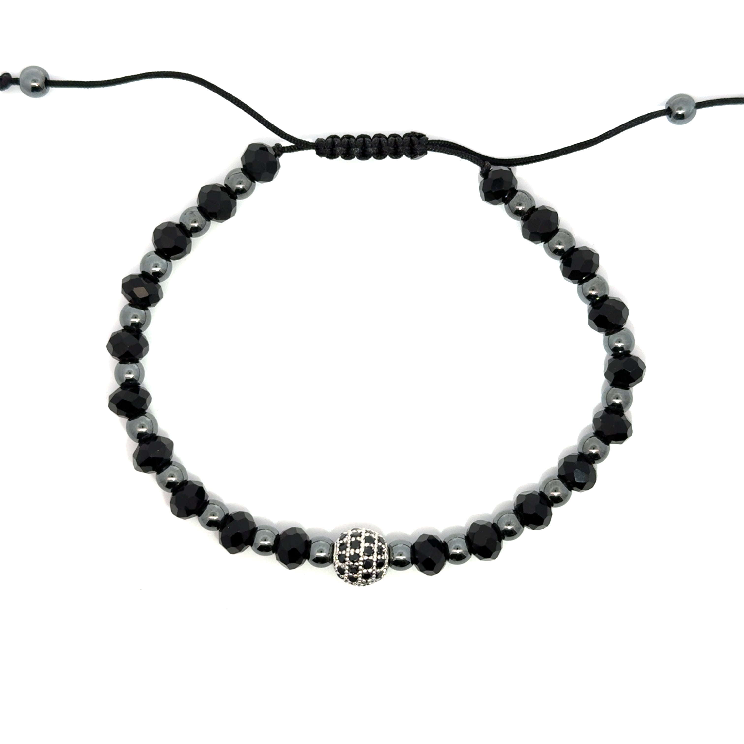 Bratara barbati cu cristale negre si elemente Swarovski