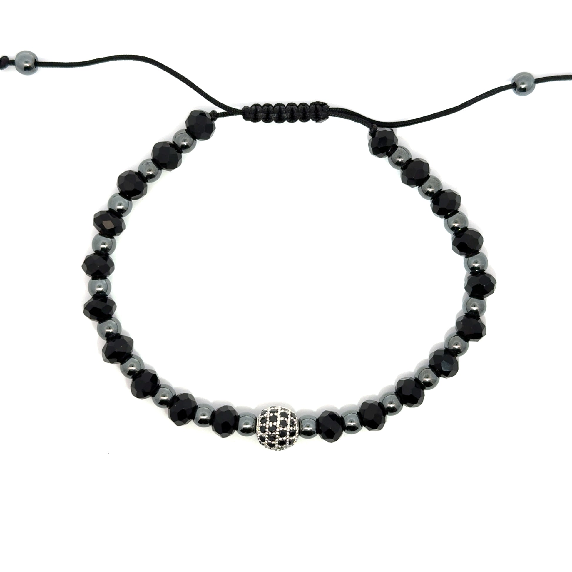 Bratara barbati cu cristale negre si elemente Swarovski