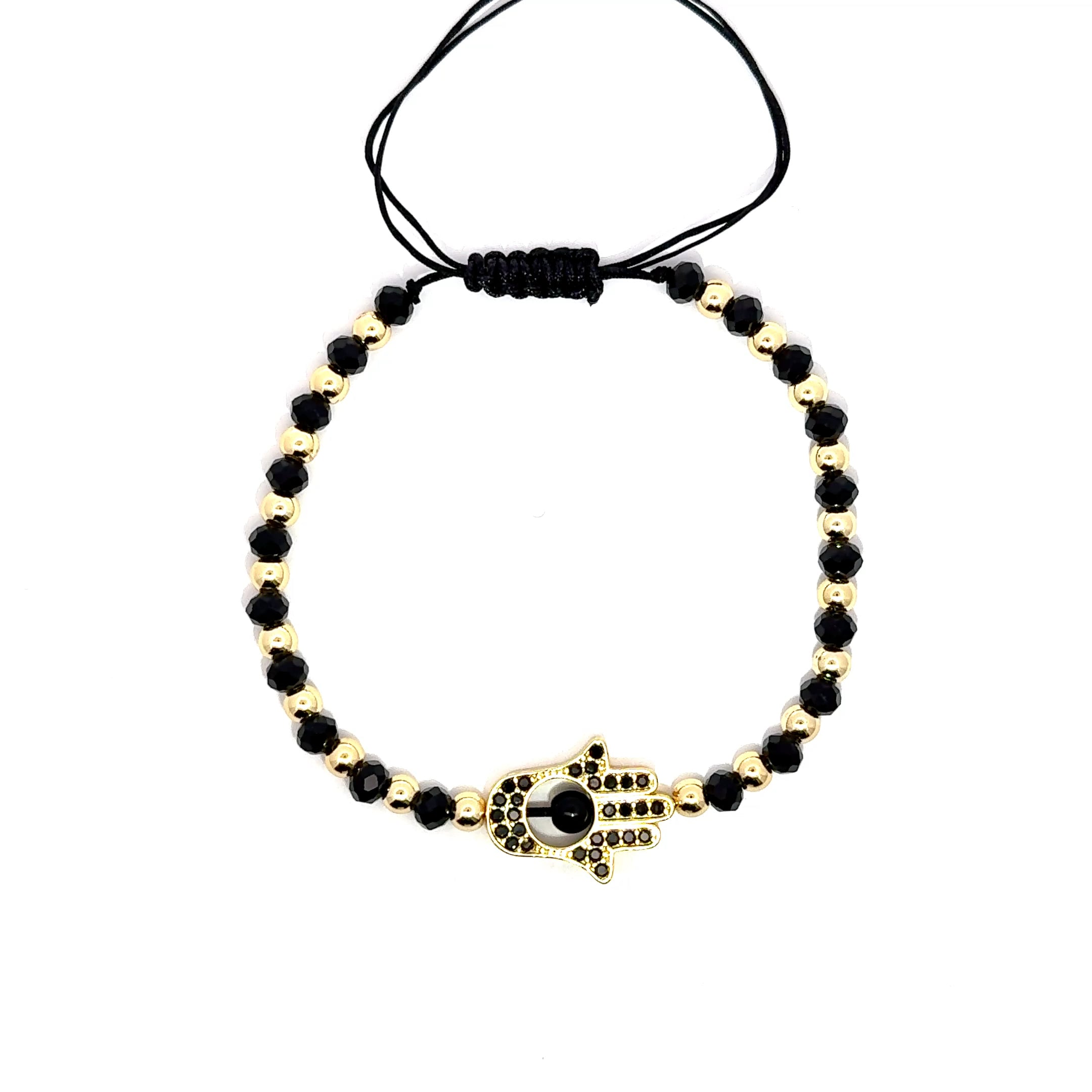 Bratara barbati din onix negru si zirconia, placata cu aur