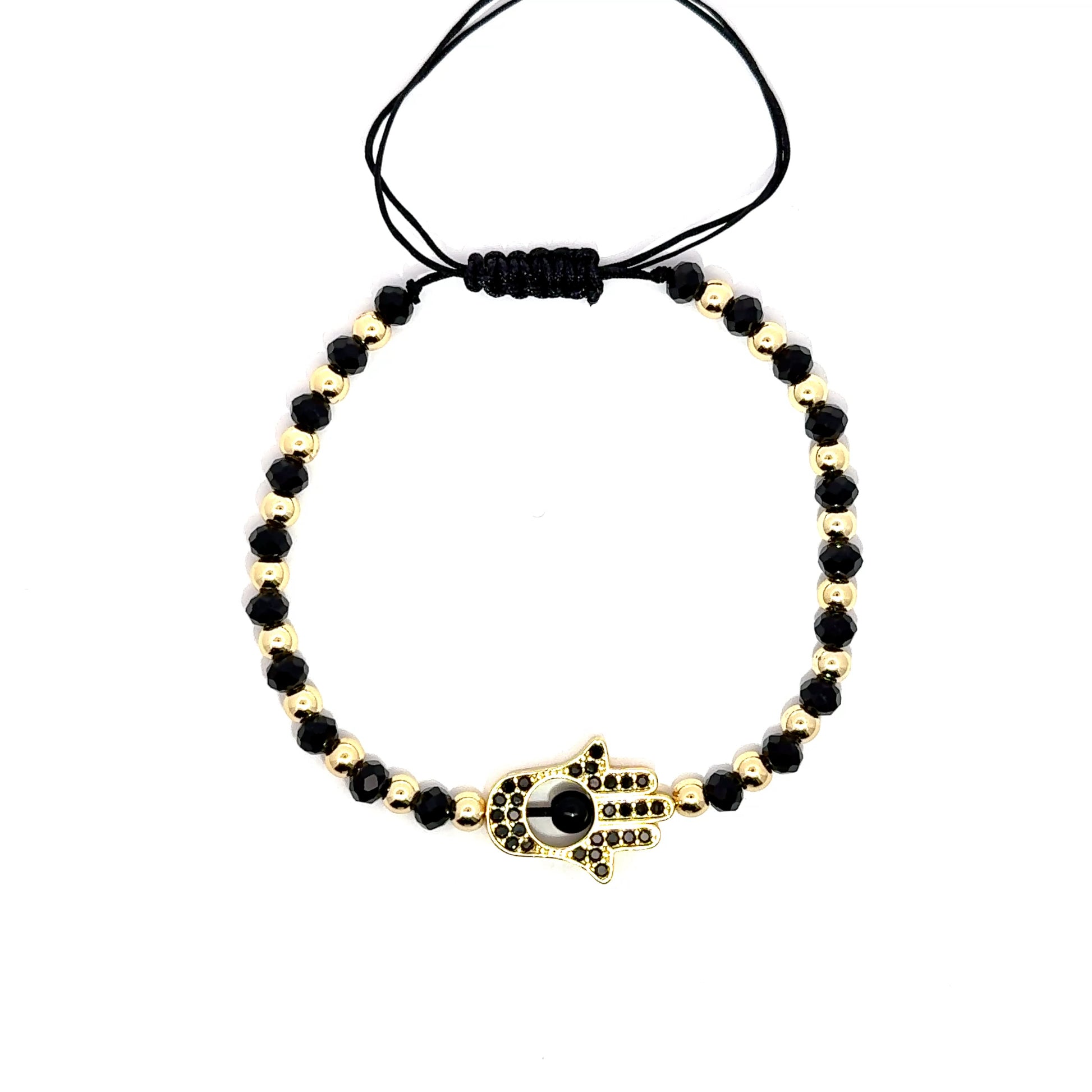 Bratara barbati din onix negru si zirconia, placata cu aur