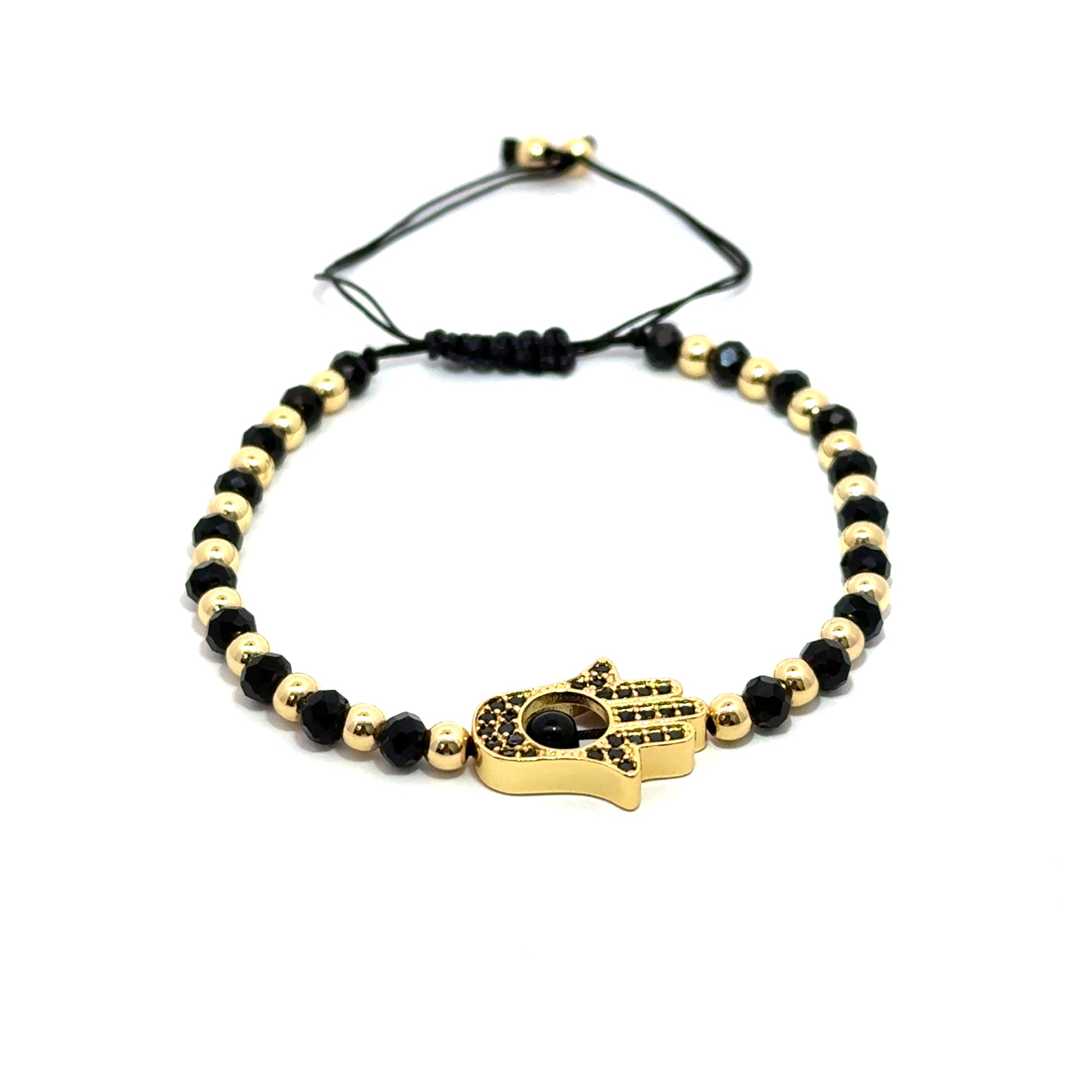 Bratara barbati din onix negru si zirconia, placata cu aur