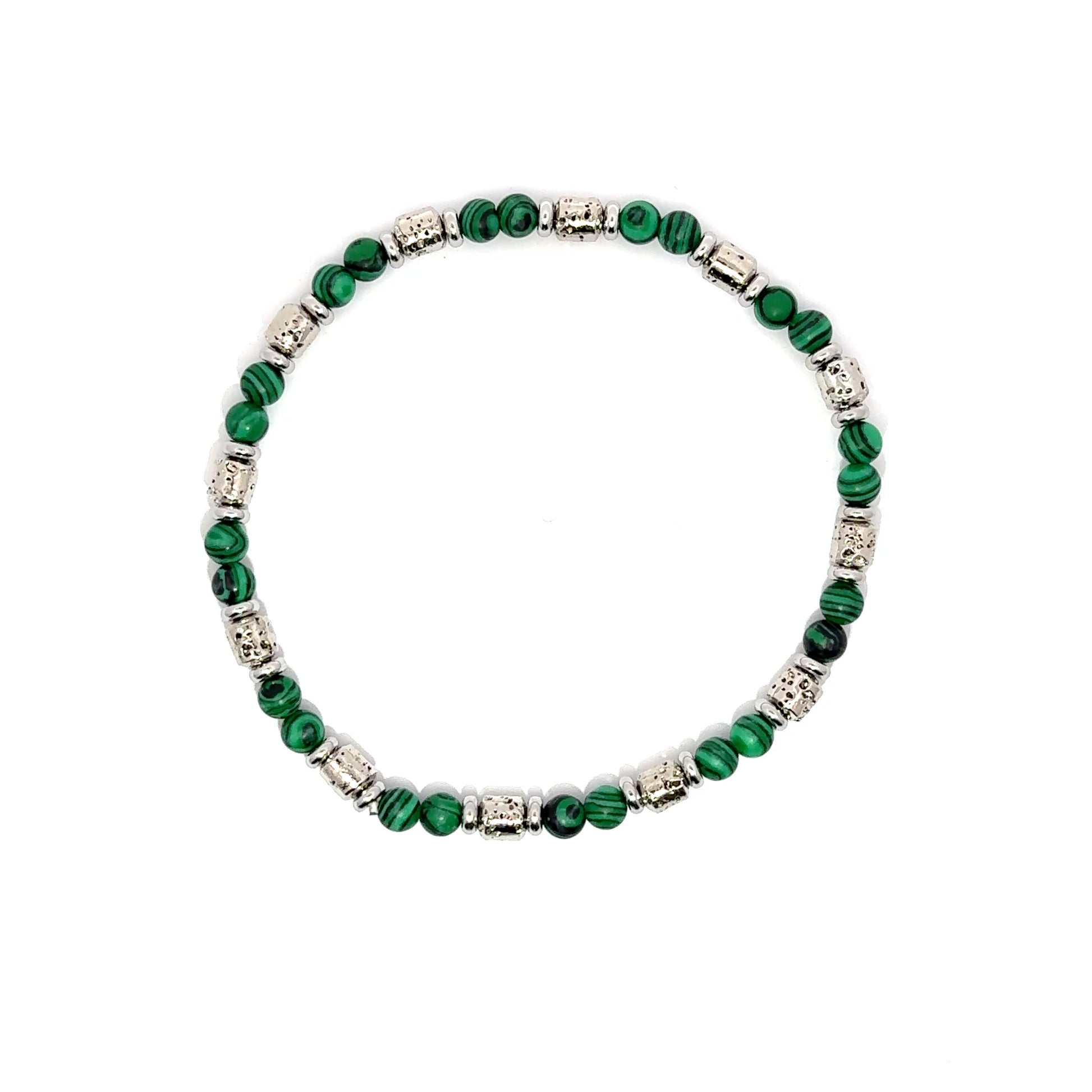 Bratara barbati din malachit si otel inoxidabil