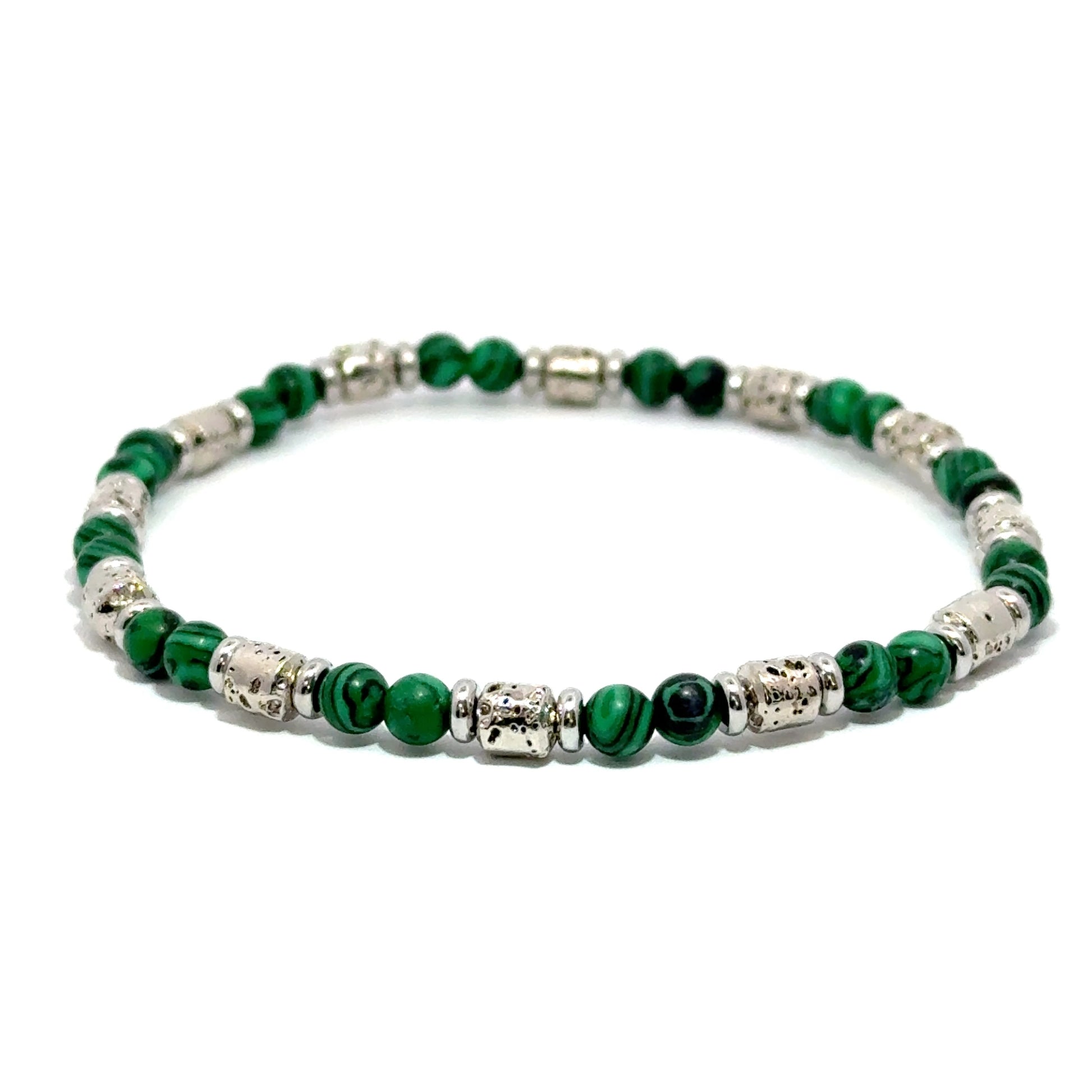 Bratara barbati din malachit si otel inoxidabil