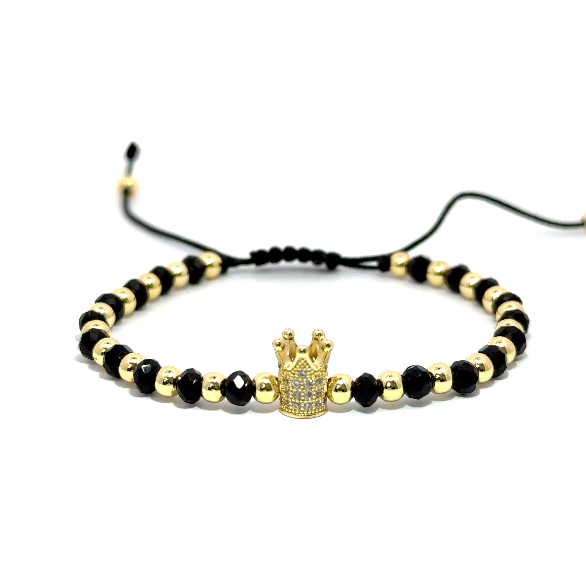 Bratara barbati din otel inoxidabil si cristal cu pandantiv coroana