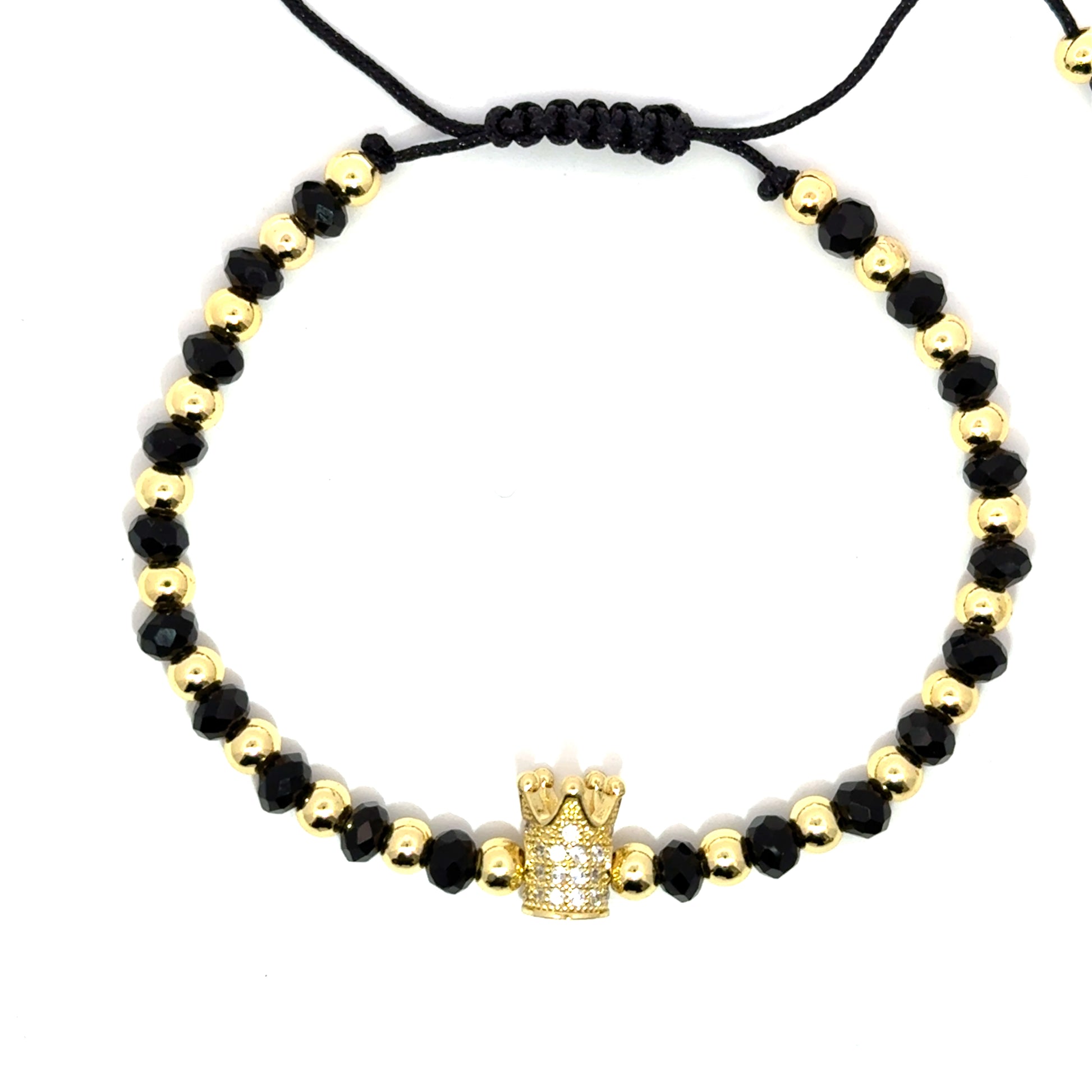 Bratara barbati din otel inoxidabil si cristal cu pandantiv coroana