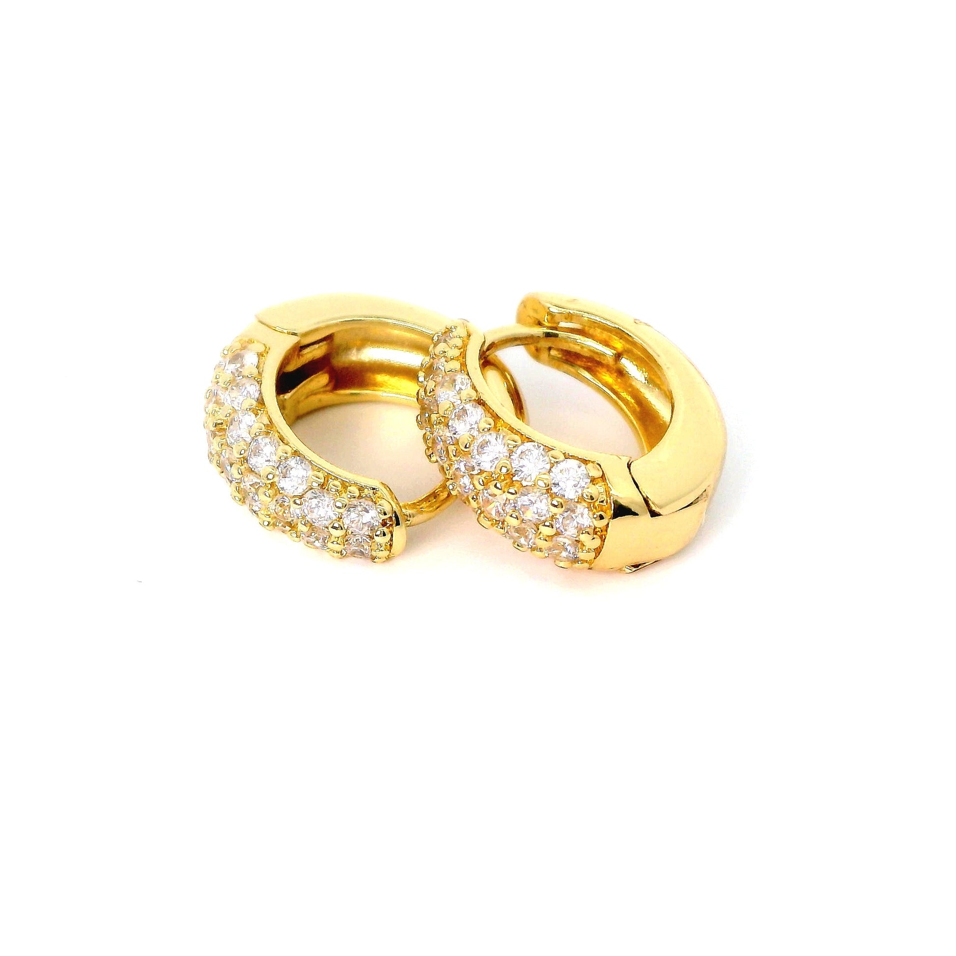 Cercei dama placati cu aur si zirconiu