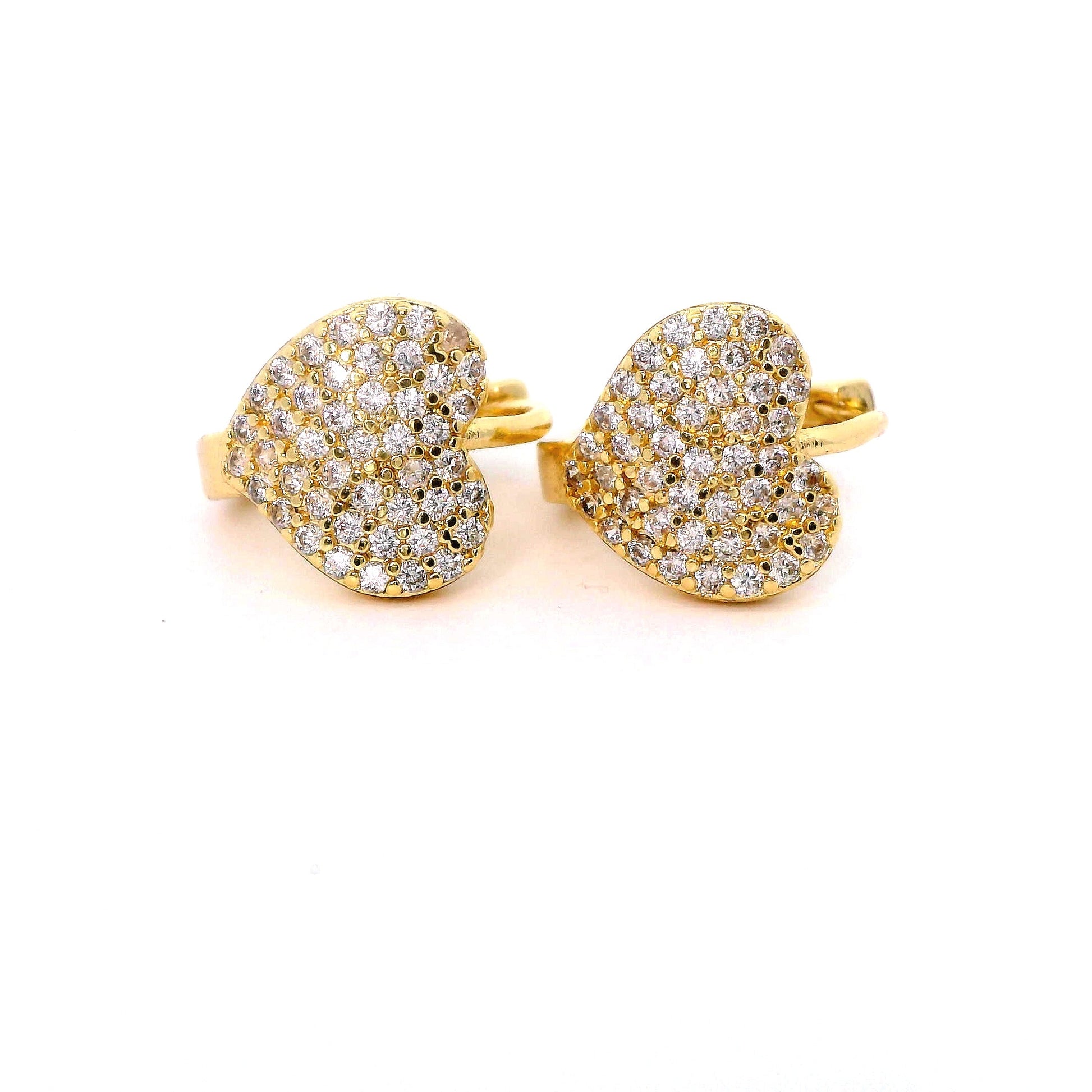 Cercei dama placati cu aur in forma de inima