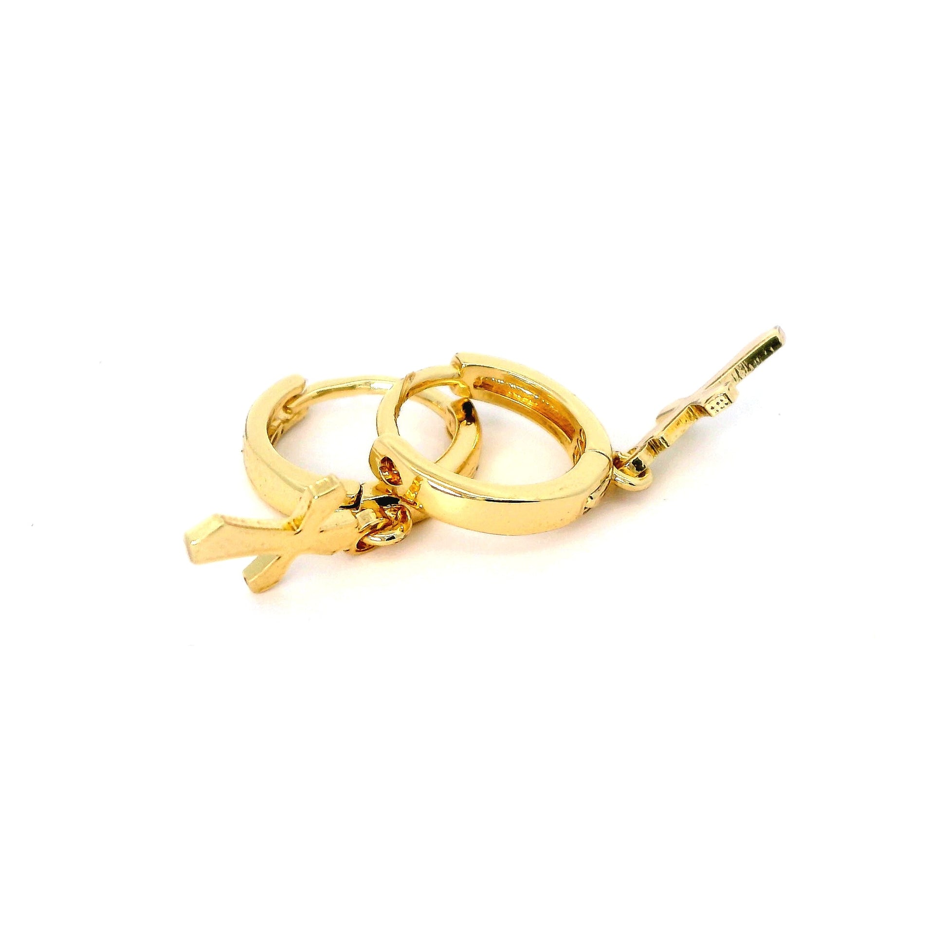 Cercei dama placati cu aur cu pandantiv cruce