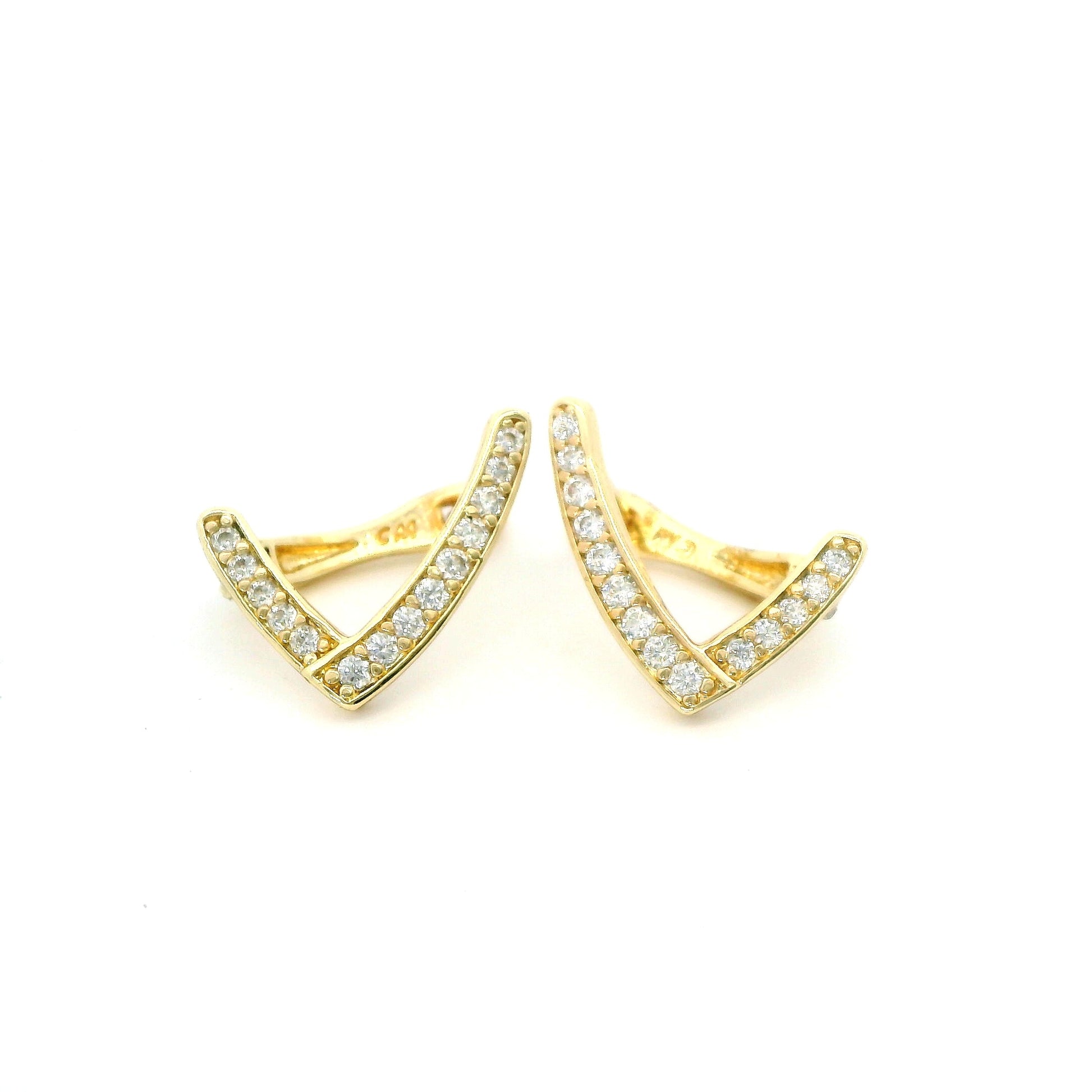 Cercei dama placati cu aur si zirconiu