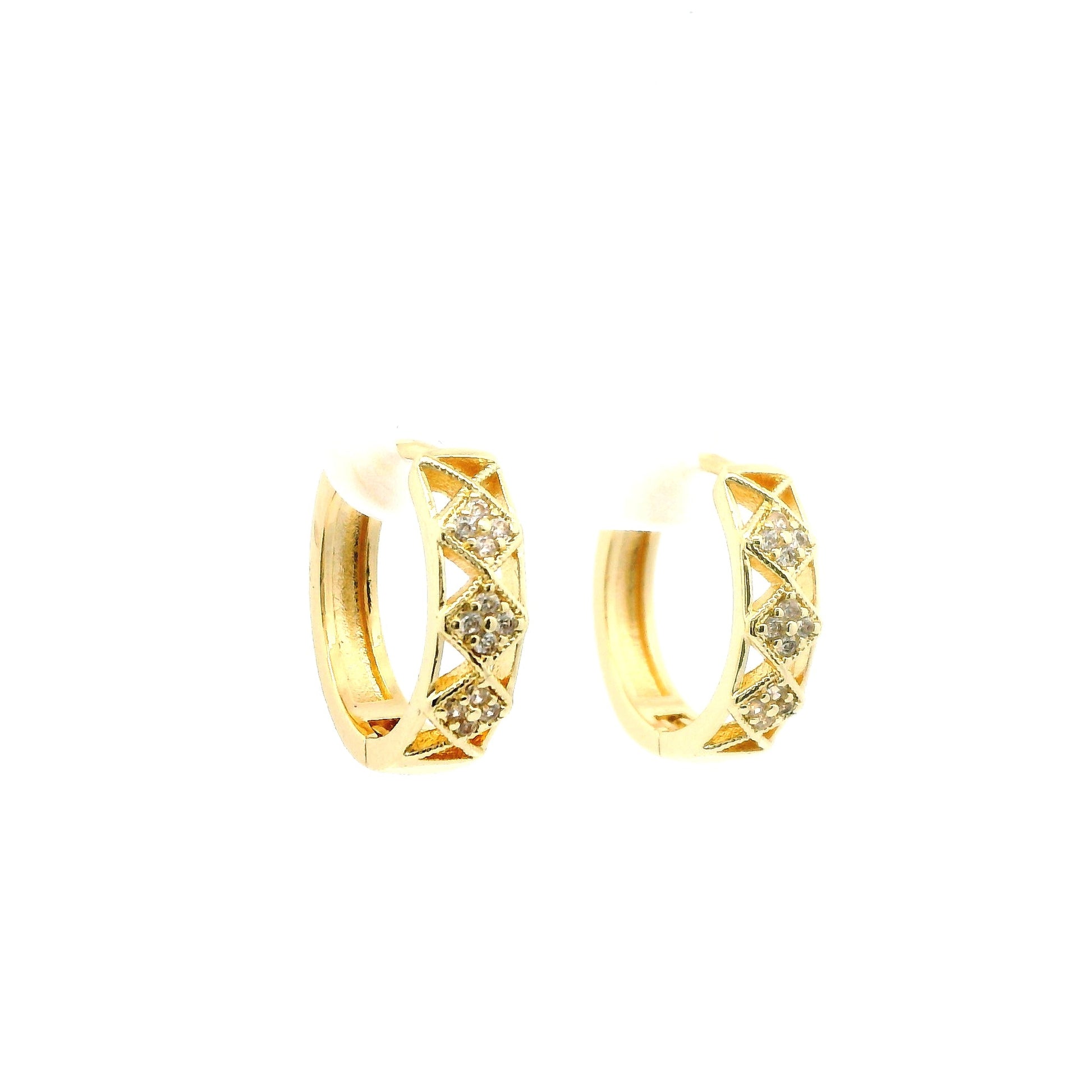 Cercei dama placati cu aur cu romburi