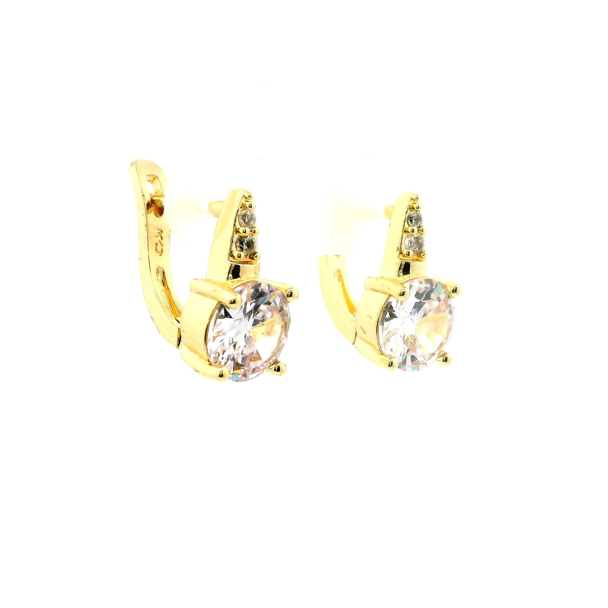 Cercei dama placati cu aur cu piatra argintie