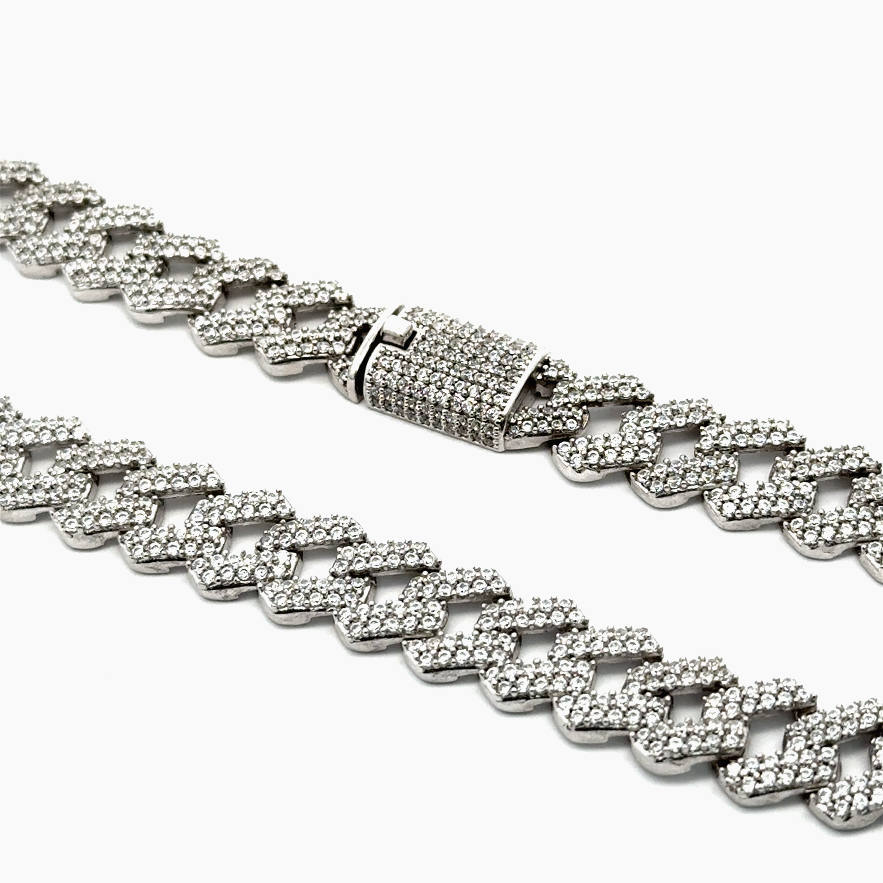 Lant din argint Cuban, cu Elemente Swarovski